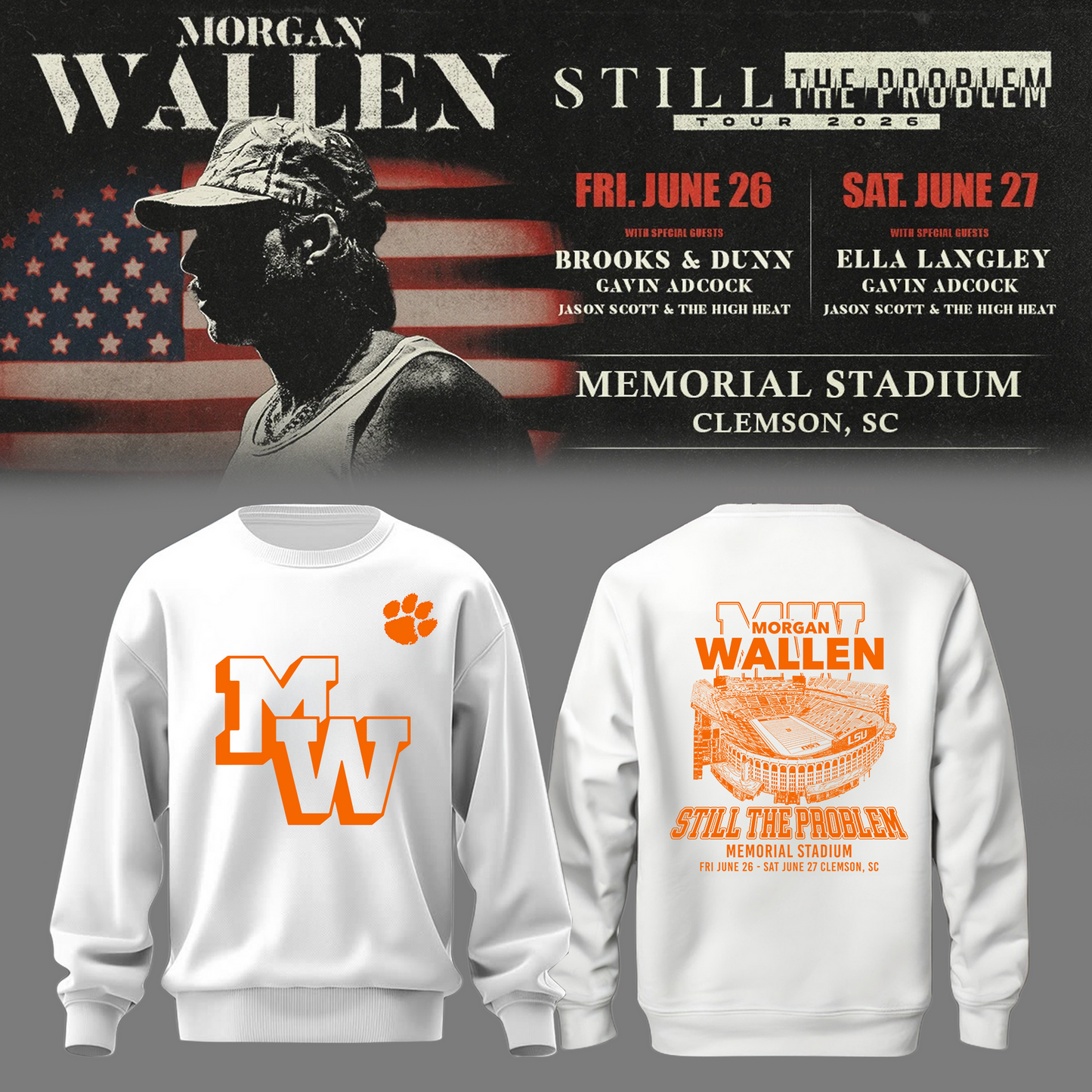 MW x Clemson Tigers Football - Still The Problem Tour 2026 Sweatshirt