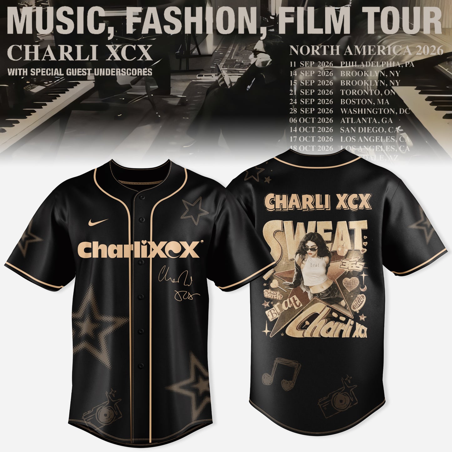 CHARLI XCX “MUSIC, FASHION, FILM” TOUR JERSEY IS HERE