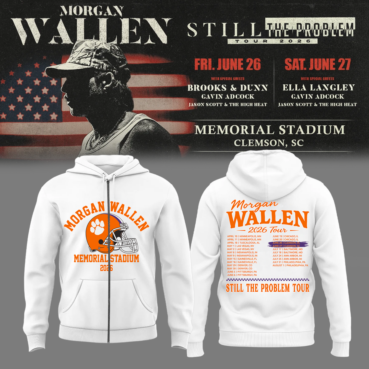 MW x The Clemson Takeover Zip Hoodie Limited Tour Drop