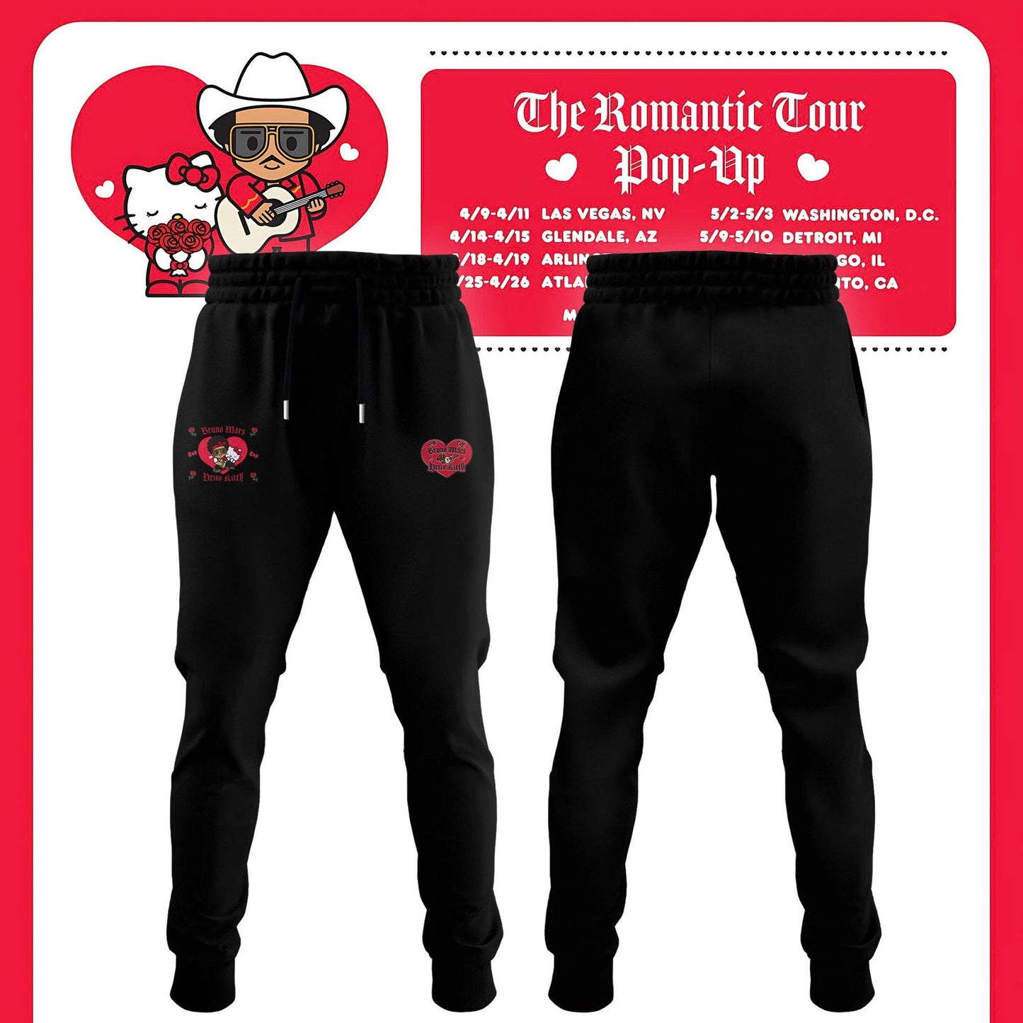 Bruno Mars x Hello Kitty "The Romantic Tour" T-shirt