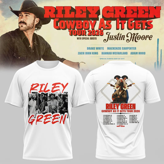 Riley Green’s Cowboy As It Gets Tour 2026 T-shirt