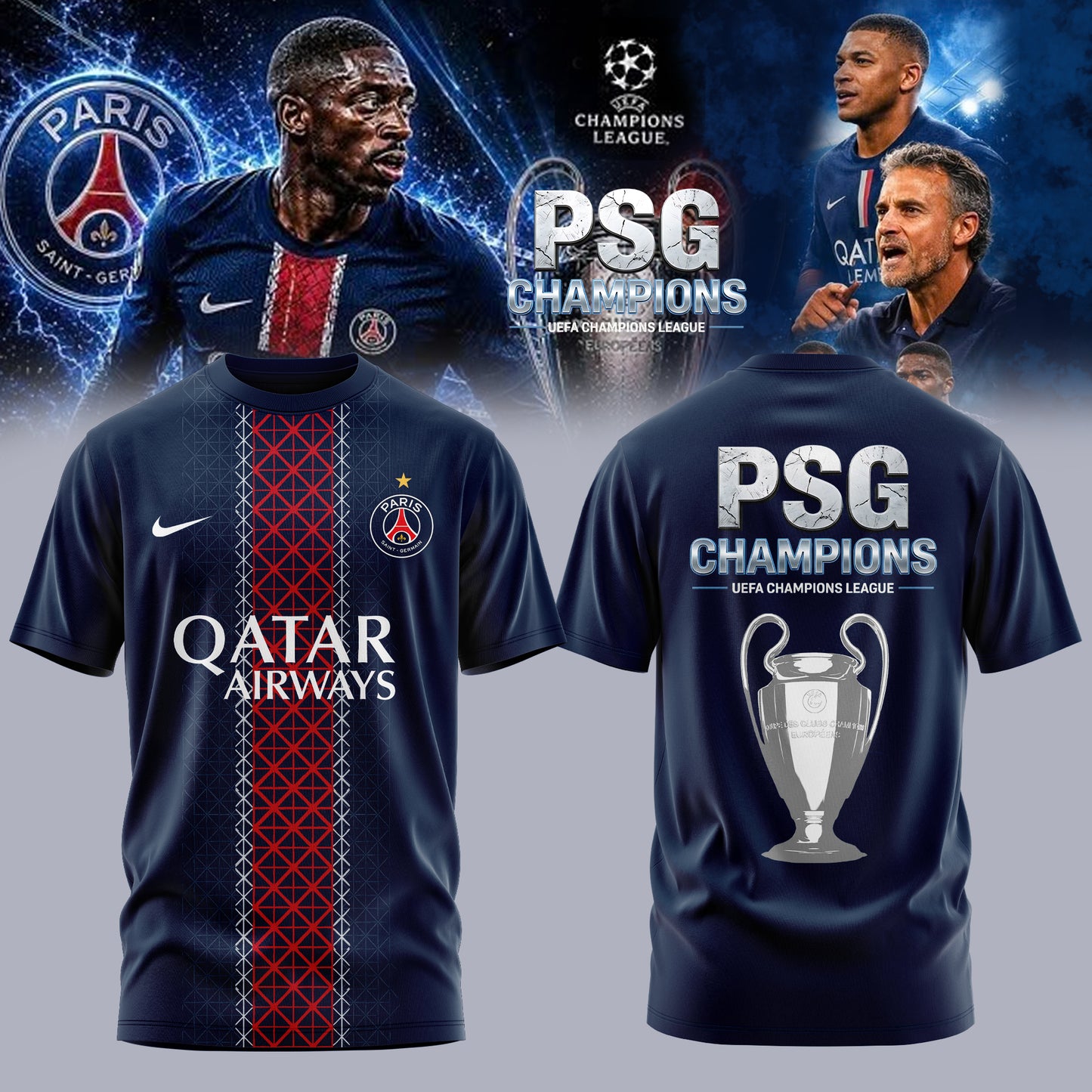 PSG UEFA Champions League 25/26 Champions Tshirt – Signature Limited Edition