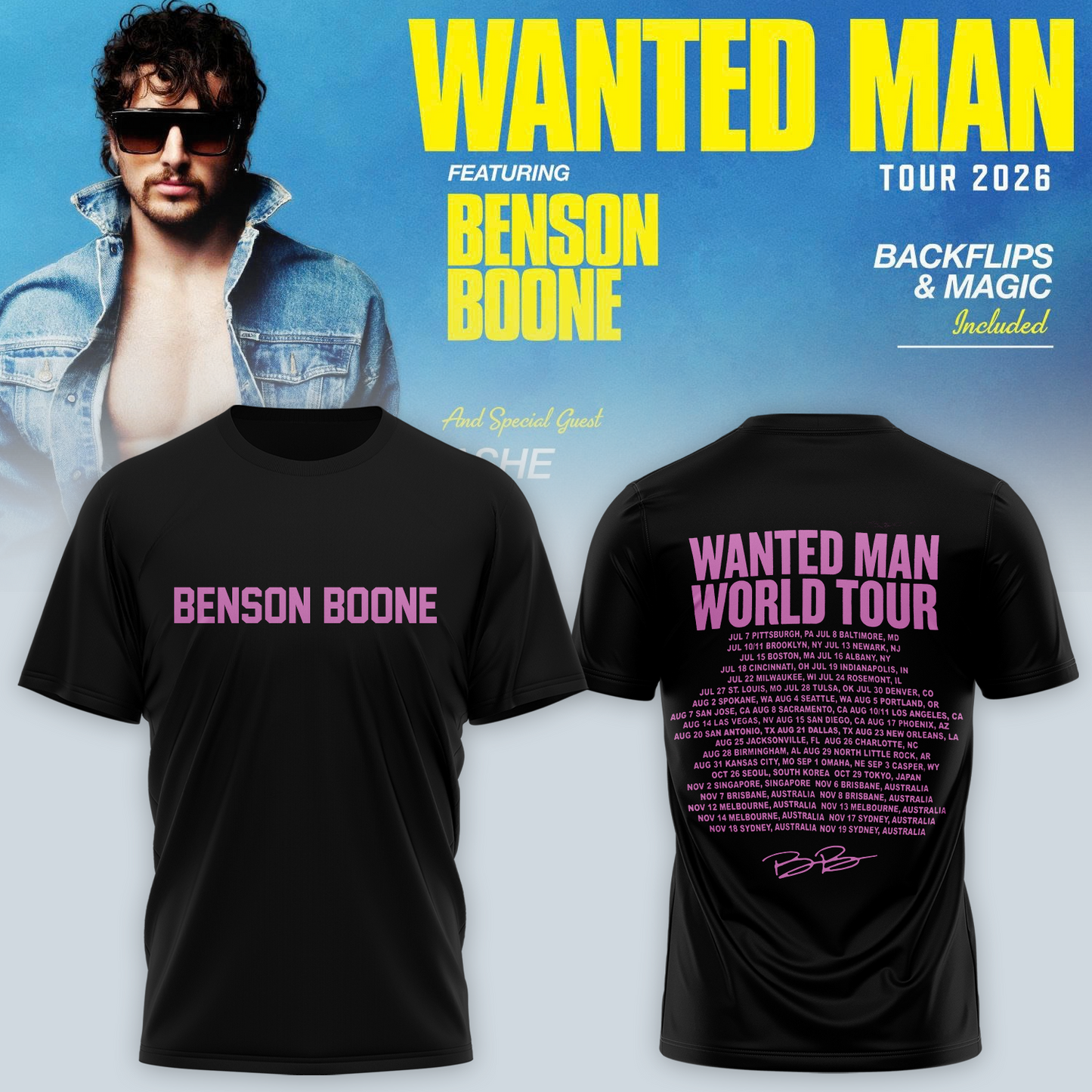..Benson Boone Wanted Man signed TShirt