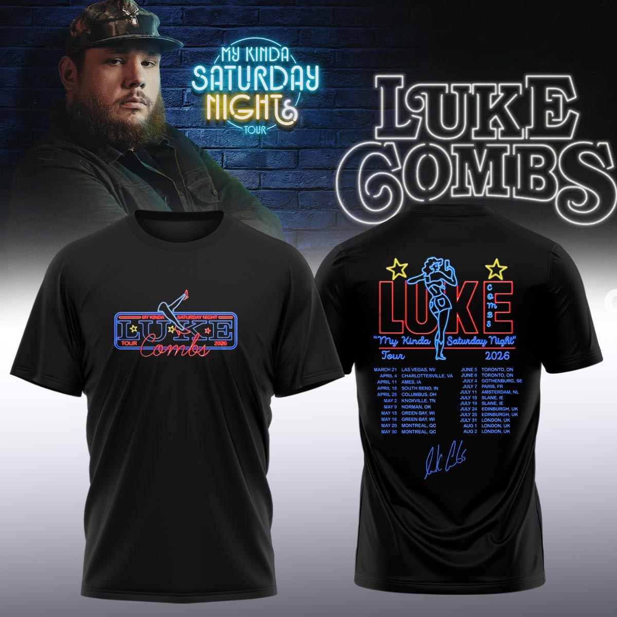 LC ”My Kinda Saturday Night Tour 2026” Limited Edition Signature – T-shirt