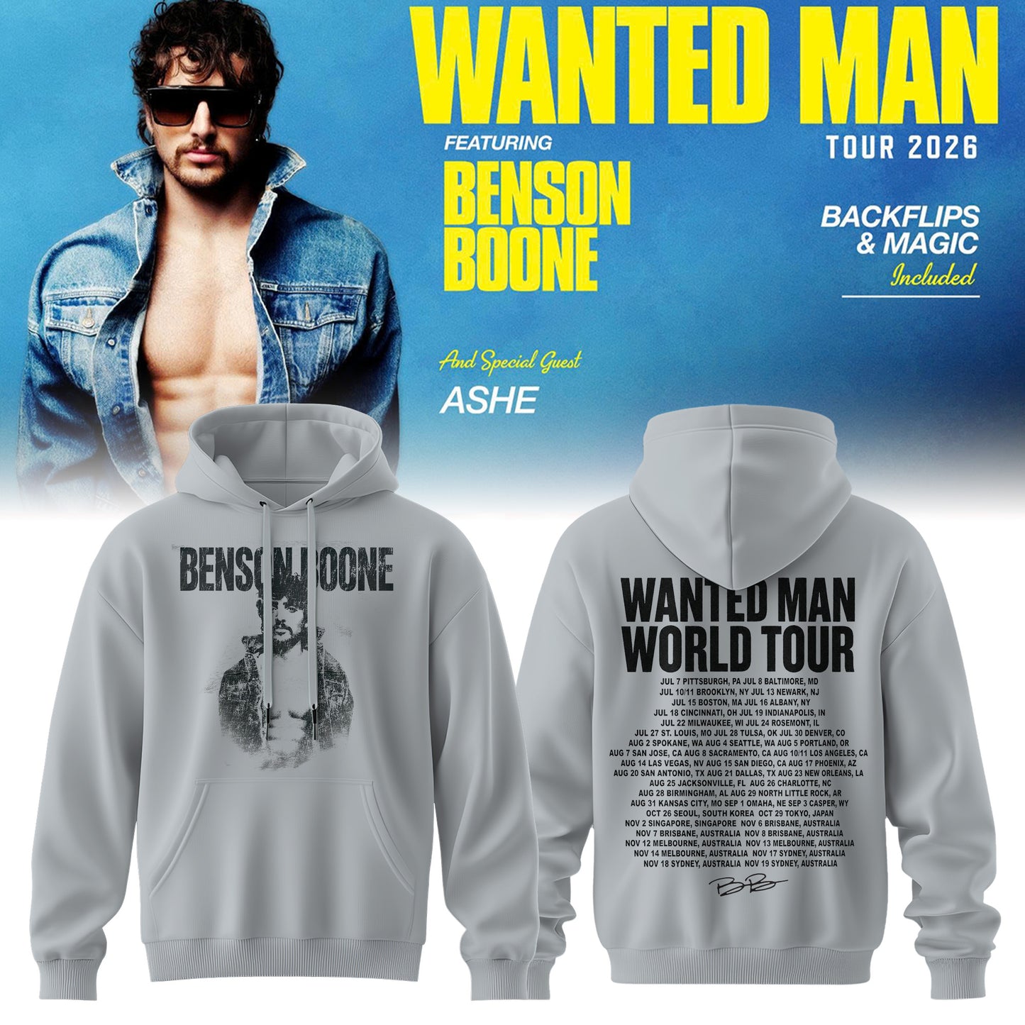 ..Benson Boone Wanted Man signed Hoodie