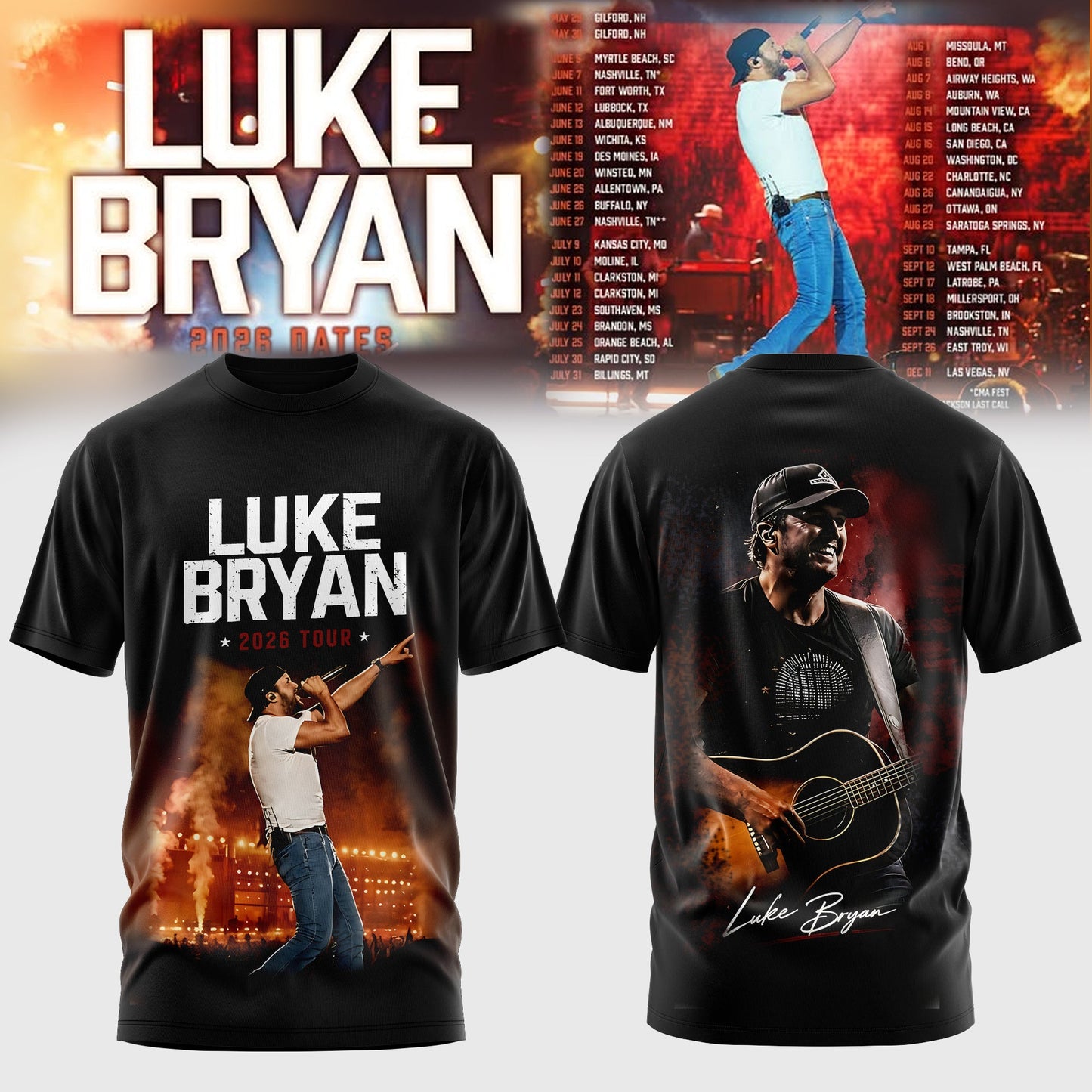 LUKE BRYAN 2026 TOUR MERCH – COUNTRY NIGHTS TEE
