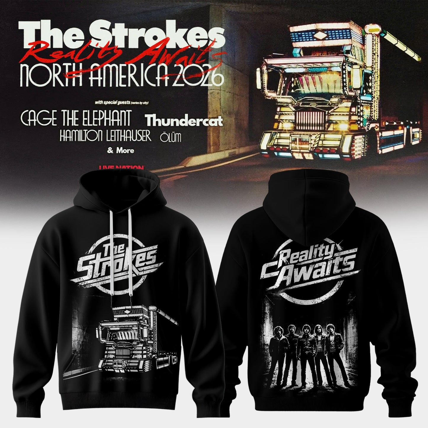 _The Strokes – Reality Awaits Tour 2026 Edition Hoodie