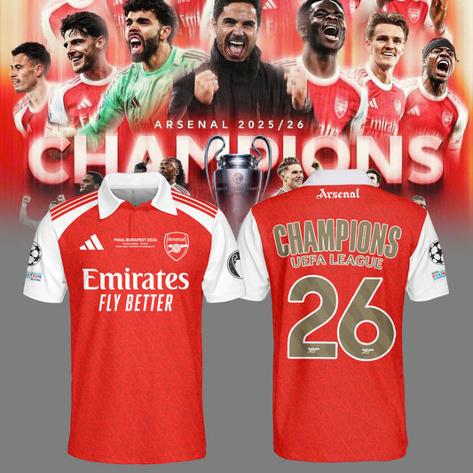 ,.Arsenal Champions League Winners 25/26 Polo