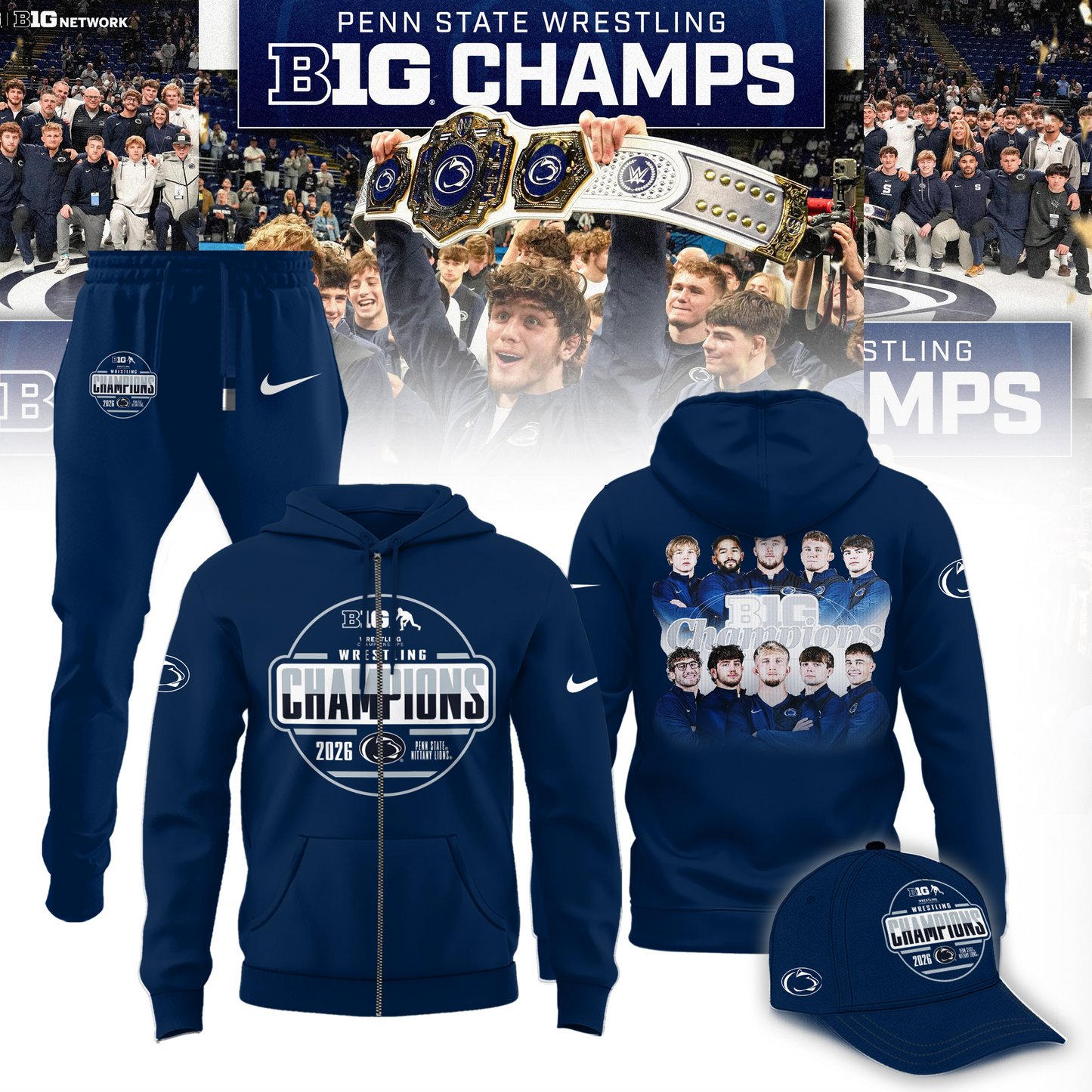 Penn State Nittany Lions 2026 Big Ten Men’s Wrestling Tournament Champions Limited Edition Shirt