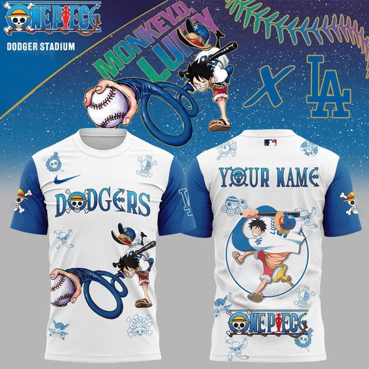 ,Los Angeles Dodgers & ONE PIECE Night shirt (Custom Name)
