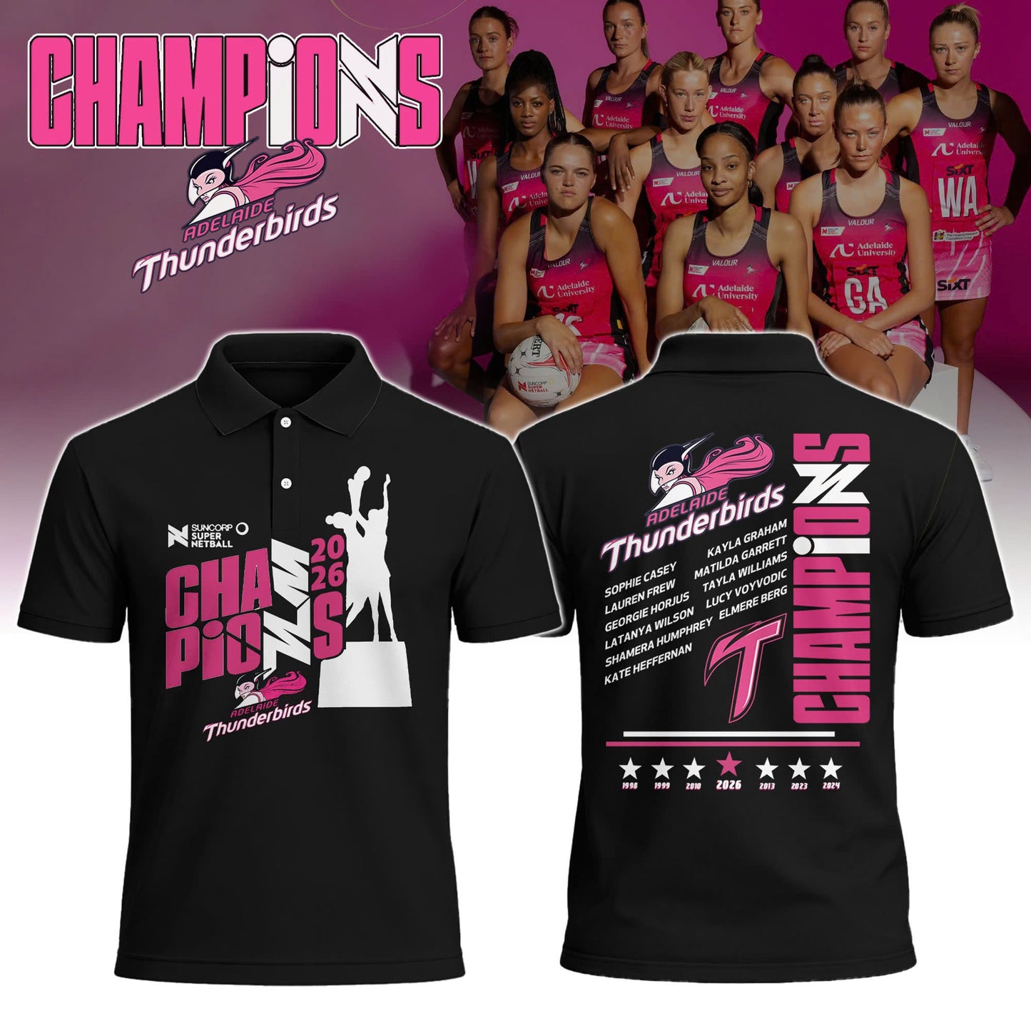 ADE Thunderbirds Champions Suncorp Super Netball 2026 Limited Edition + Selling Out Fast