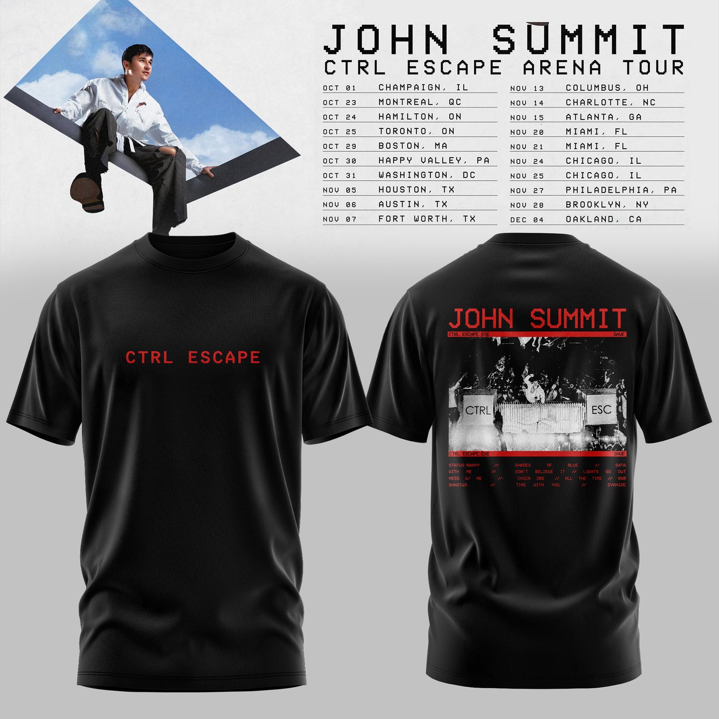 John Summit – CTRL ESCAPE Arena Tour 2026 T-shirt