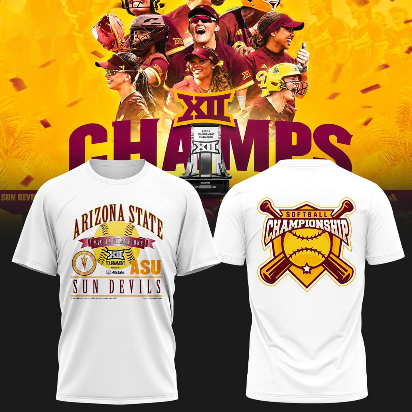 .Arizona State Sun Devils 2026 Softball Tournament Champions T-shirt