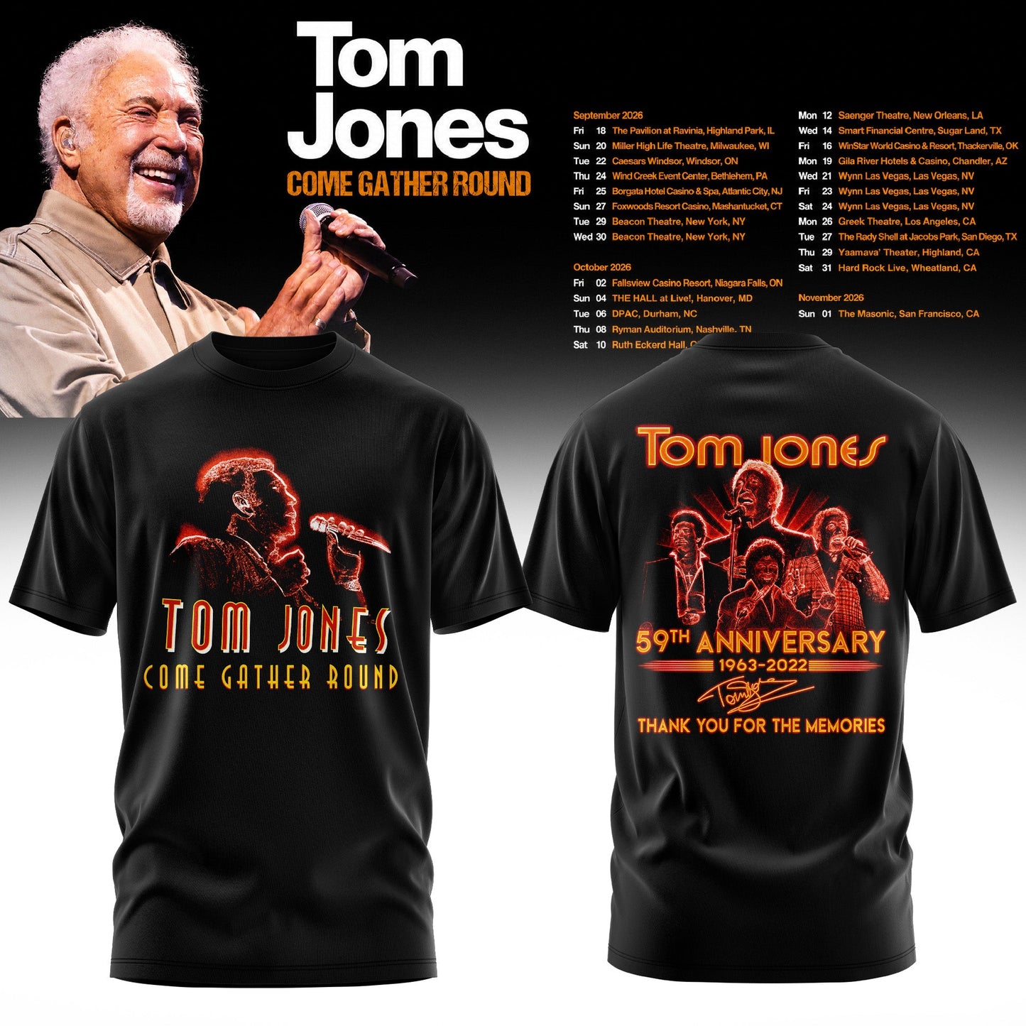 TOM JONES – COME GATHER ROUND COLLECTION TEE