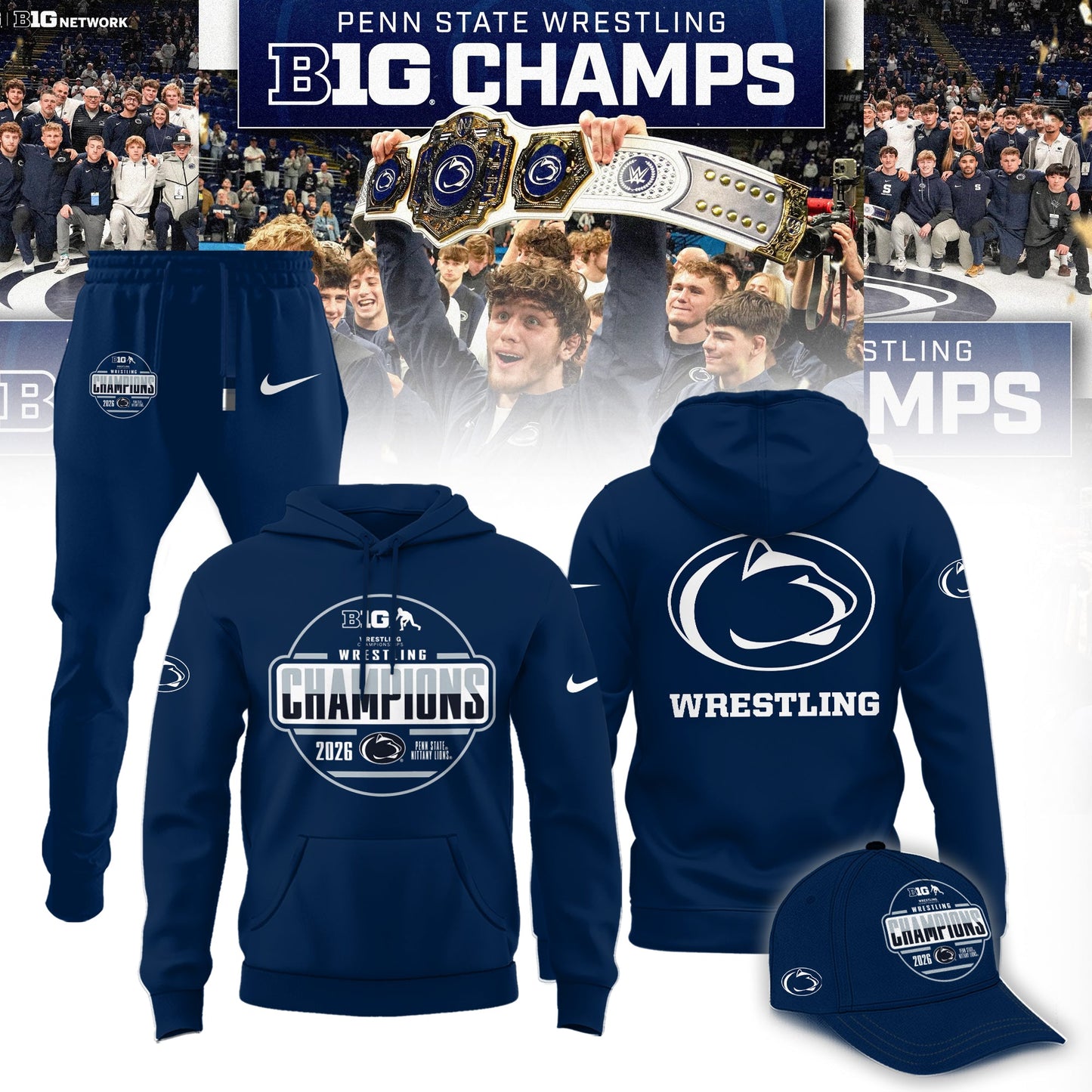Penn State Nittany Lions 2026 Big Ten Men’s Wrestling Tournament Champions Limited Edition Shirt