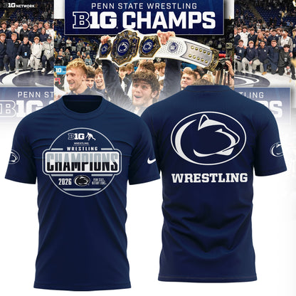 Penn State Nittany Lions 2026 Big Ten Men’s Wrestling Tournament Champions Limited Edition T Shirt