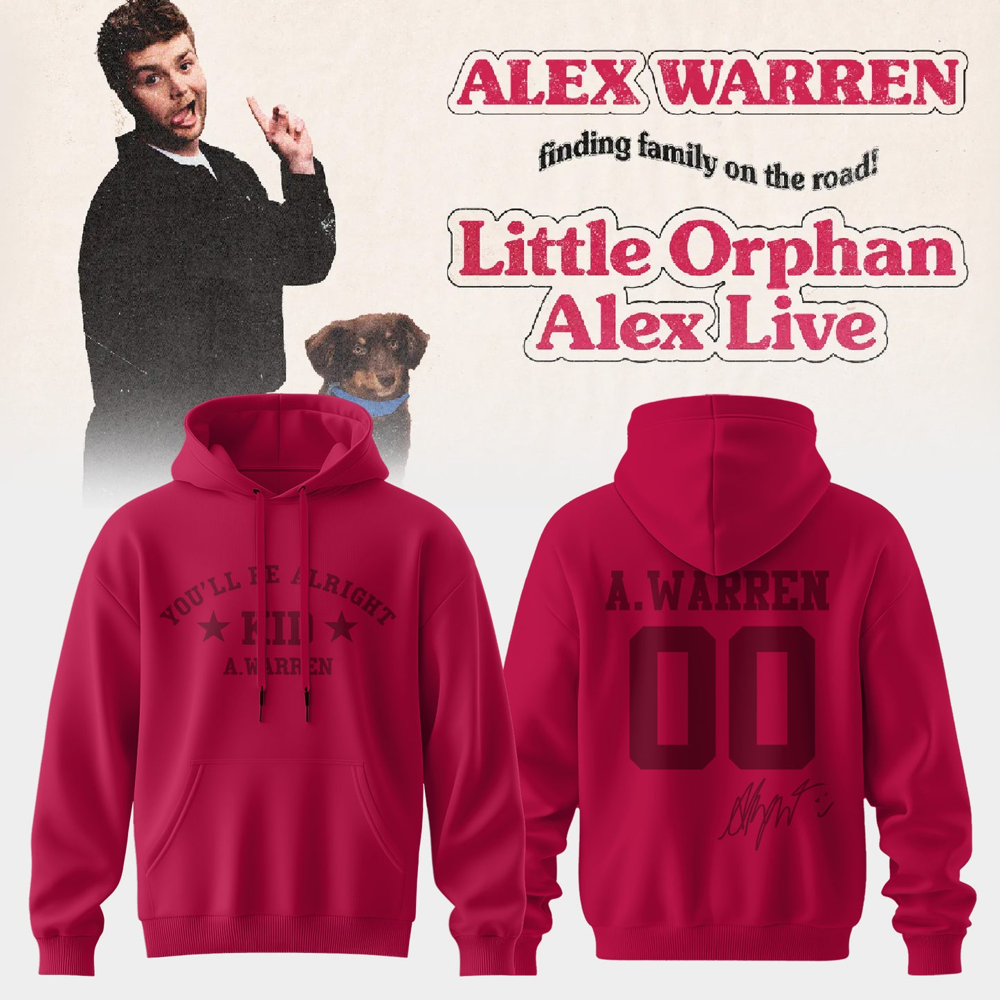 ,.Alex Warren’s “Little Orphan Alex” Tour Hoodie