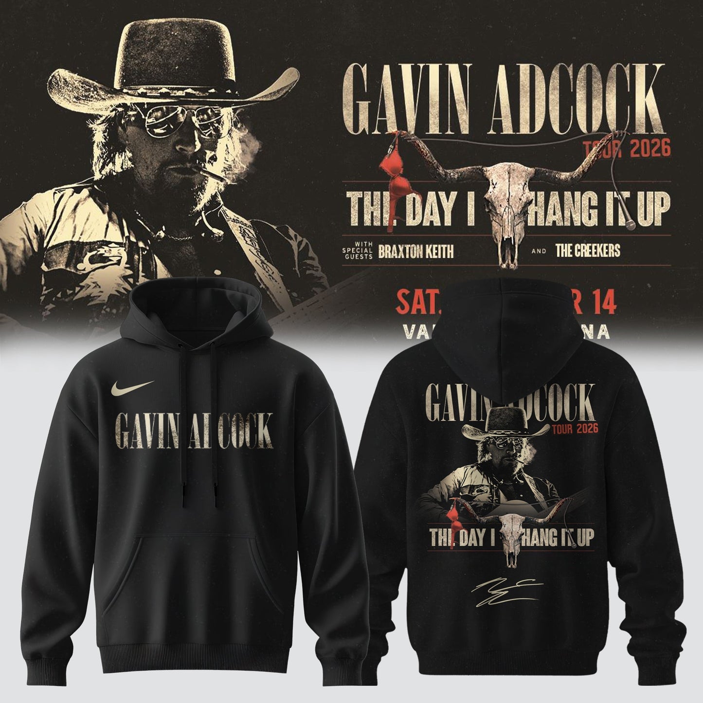 ,,.Gavin Adcock ”The Day I Hang It Up Tour 2026” Signature – Hoodie