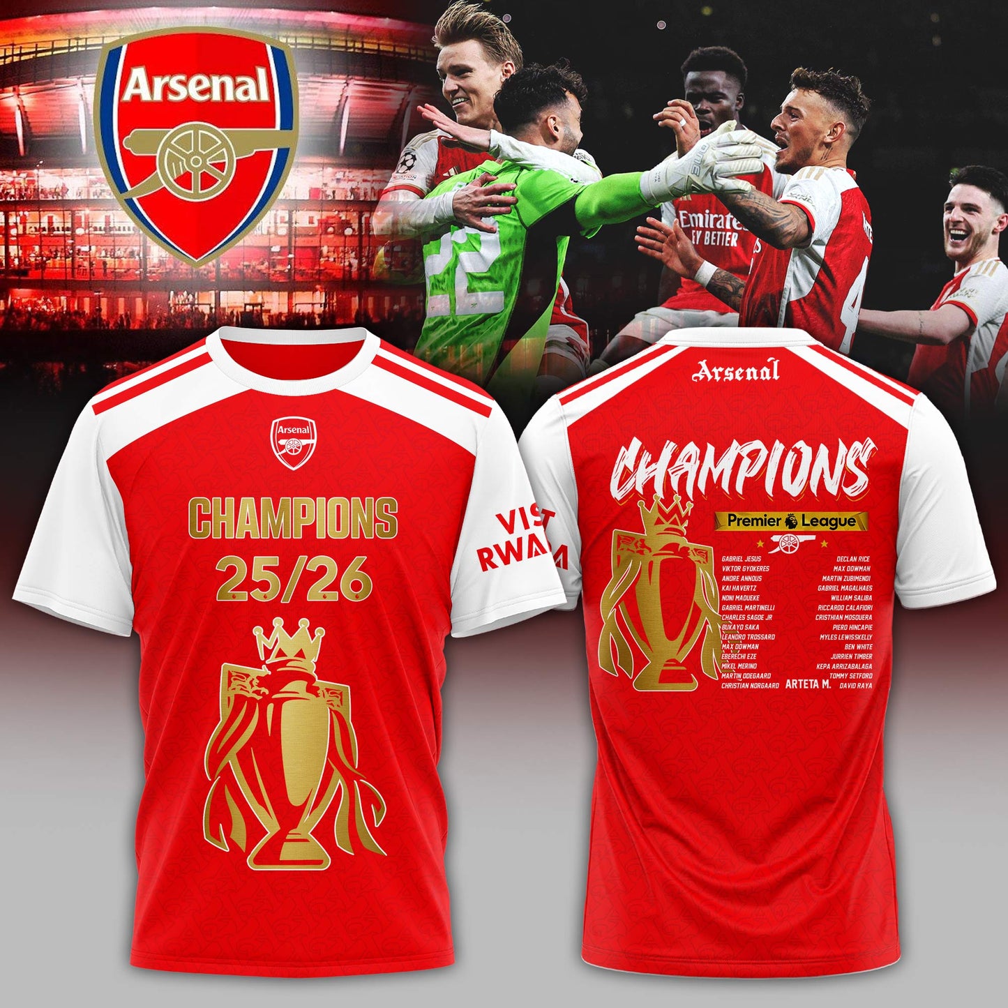 Arsenal Premier League Champions 25/26 Tshirt Limited Edition
