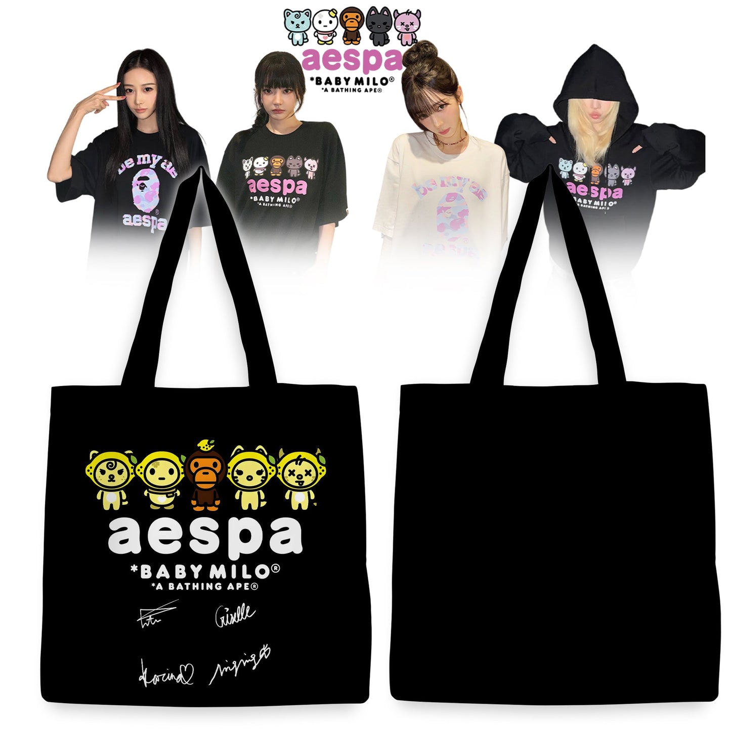 aespa x BAPE signed Tote Bag