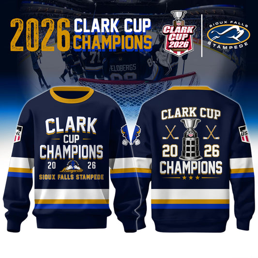 . Sioux Falls Stampede 2026 Clark Cup Champions Sweatshirt Limited Edition