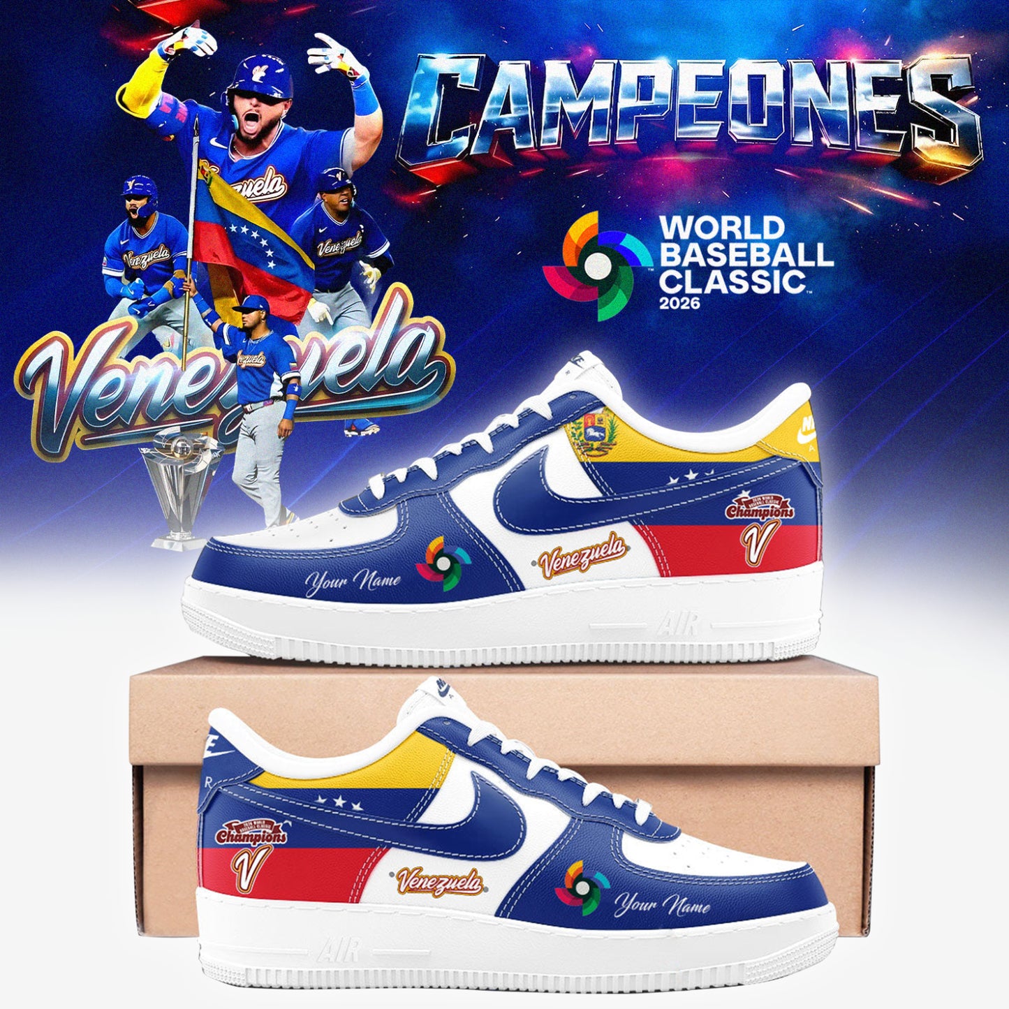 Venezuela 2026 World Baseball Classic Champions Limited Edition AF1 Sneaker