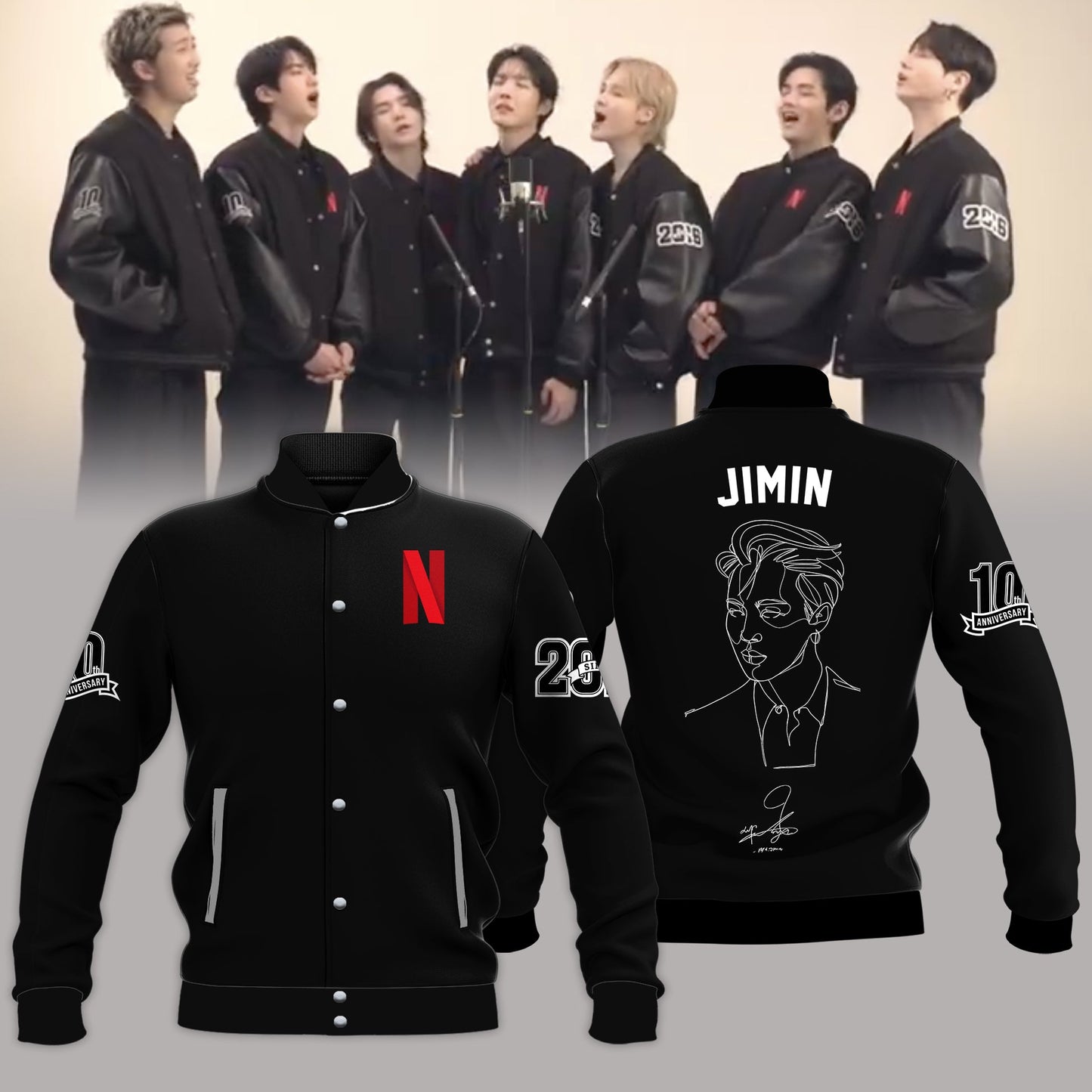 Jimin 10th Anniversary Limited Edition Baseball Jackety