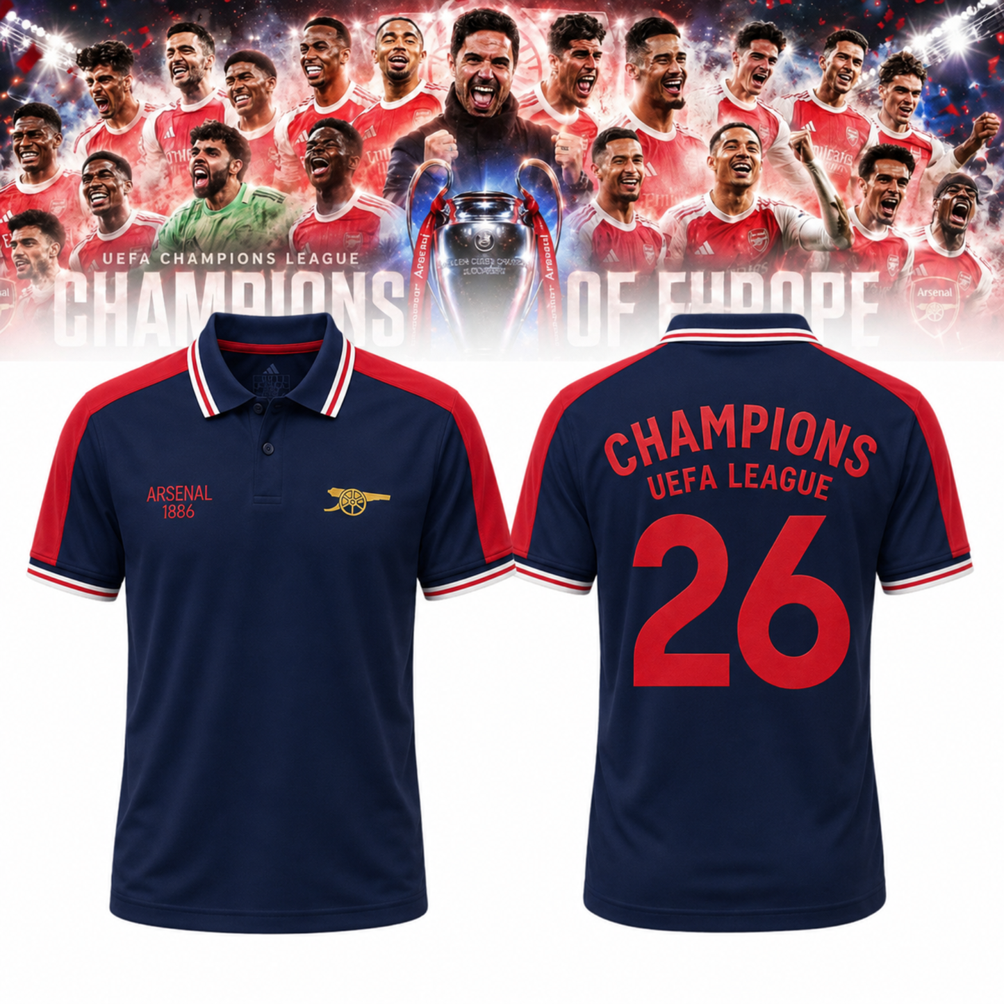 .Arsenal Champions League Winners 25/26 Polo
