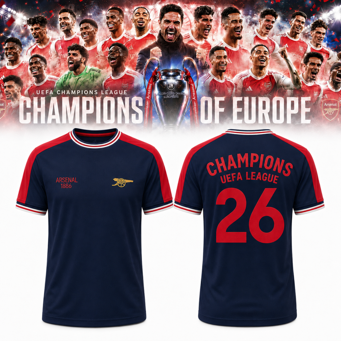 Arsenal F.C. | Premium UEFA Champions League 2025/26 3D Shirt TD