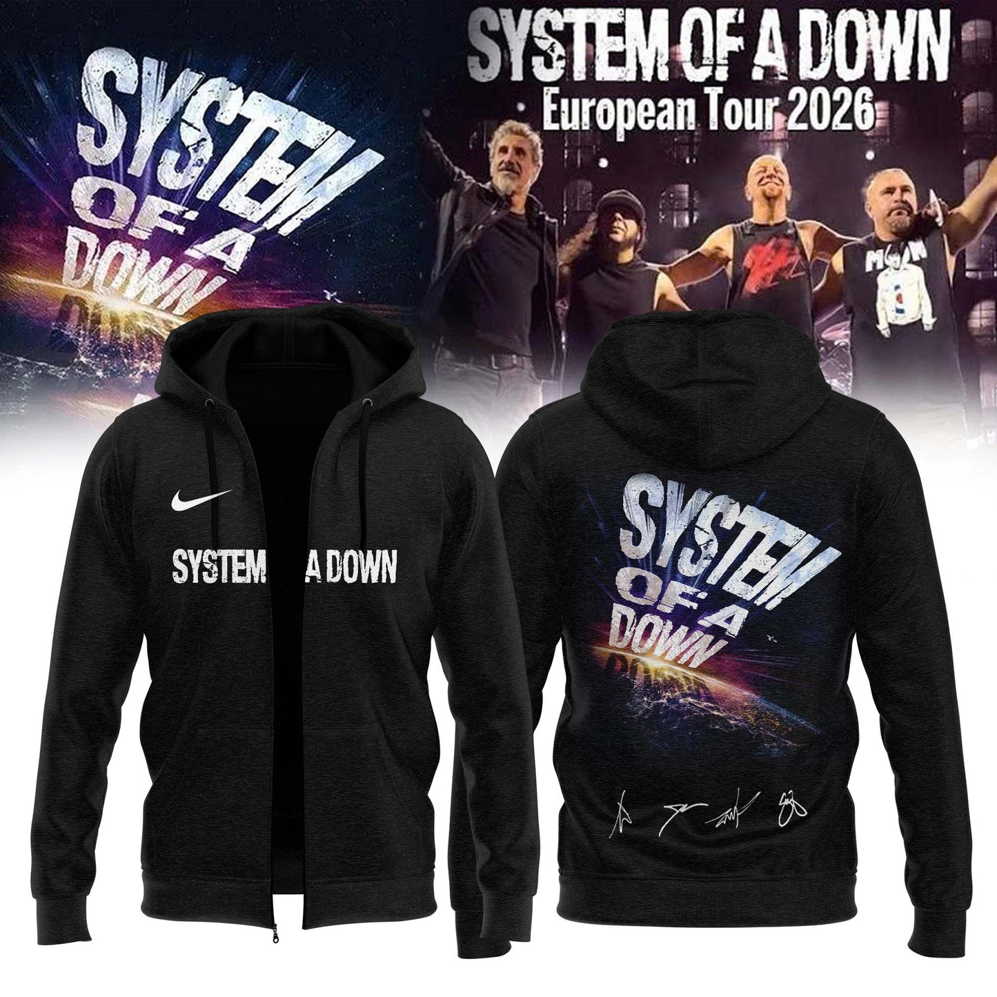 ,,,System Of A Down European Tour 2026 Limited Edition Signature – Zip Hoodie