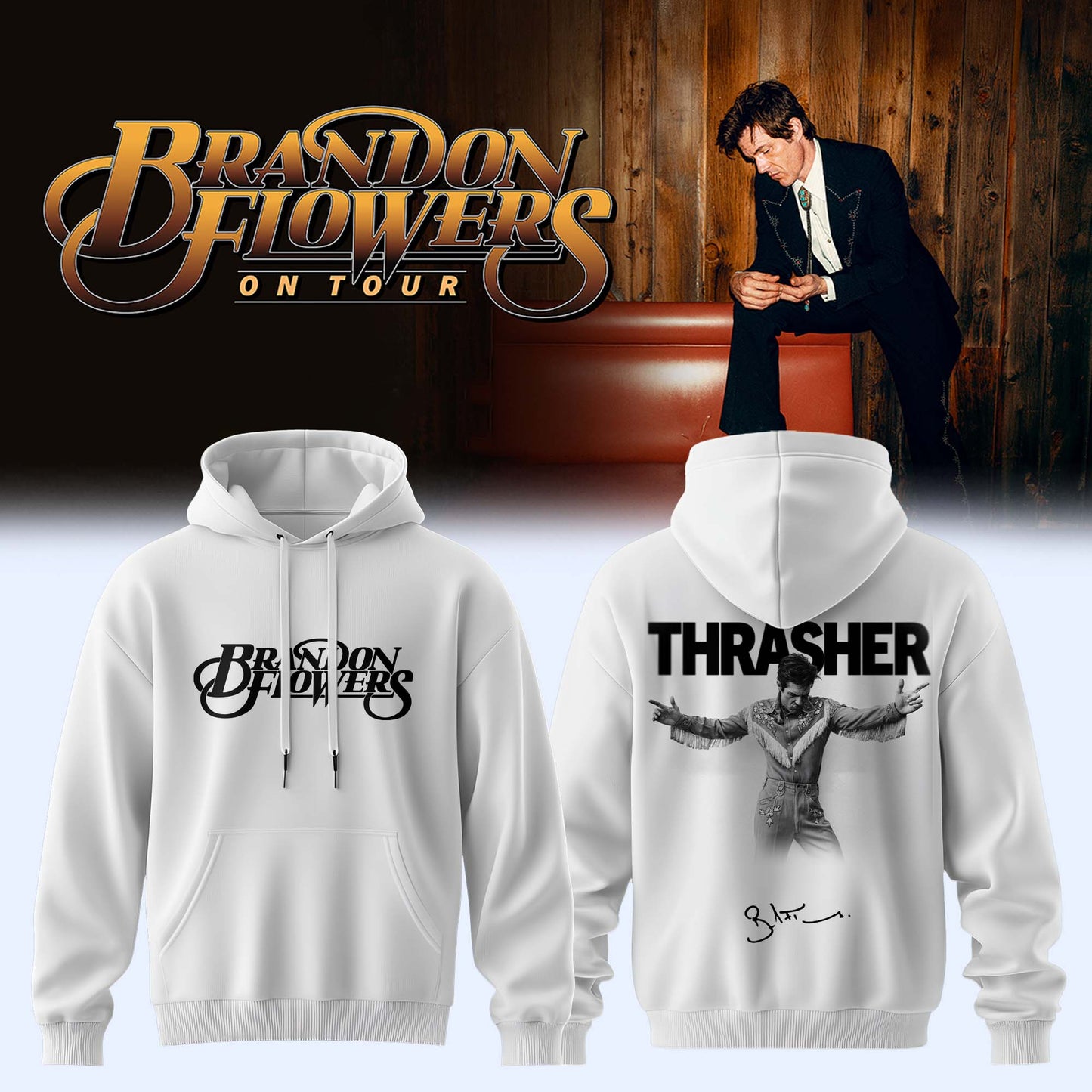 ,,,Brandon Flowers On Tour 2026 Limited Edition Signature – Hoodie