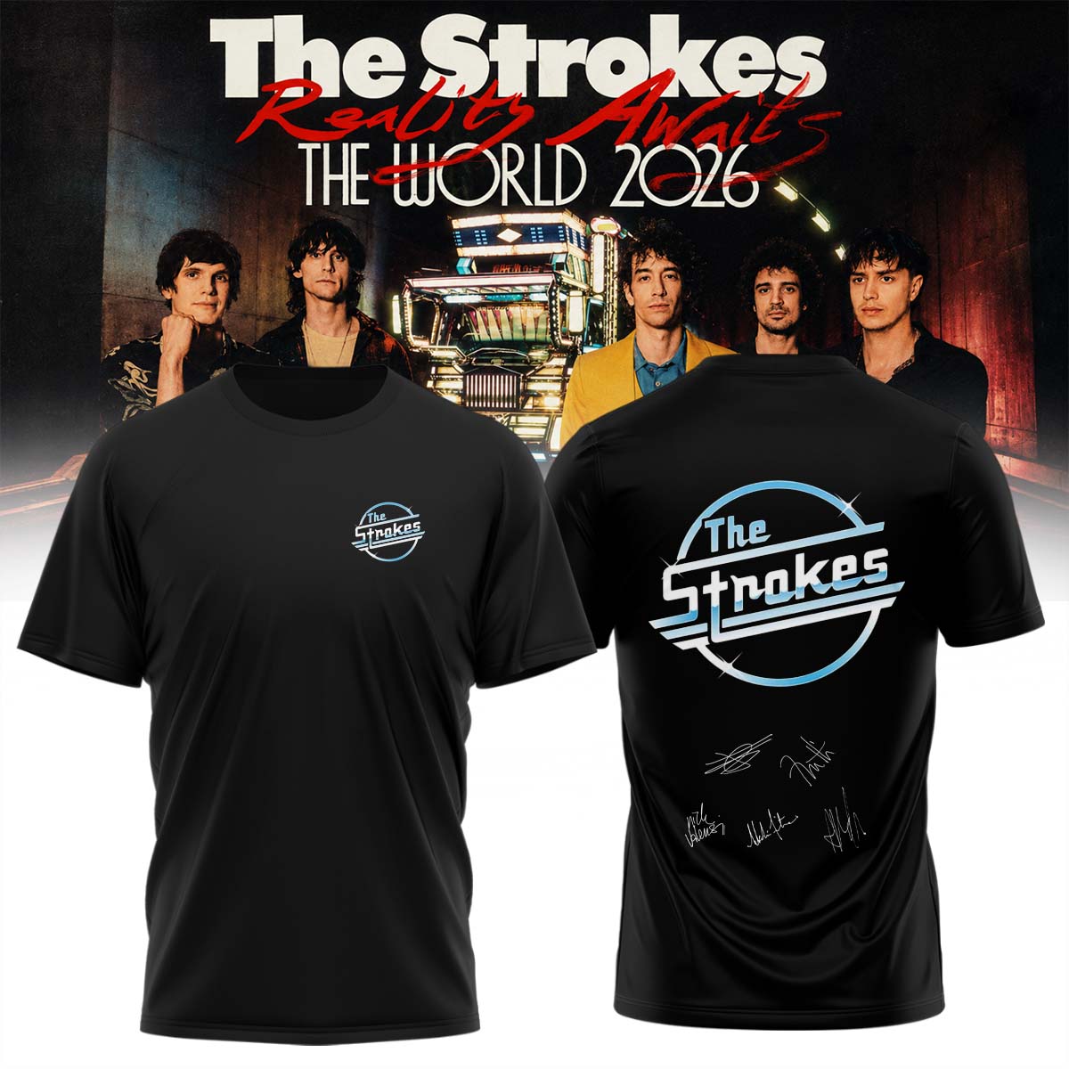 The Strokes “Reality Awaits Tour 2026” Signature Limited Edition – Tshirt