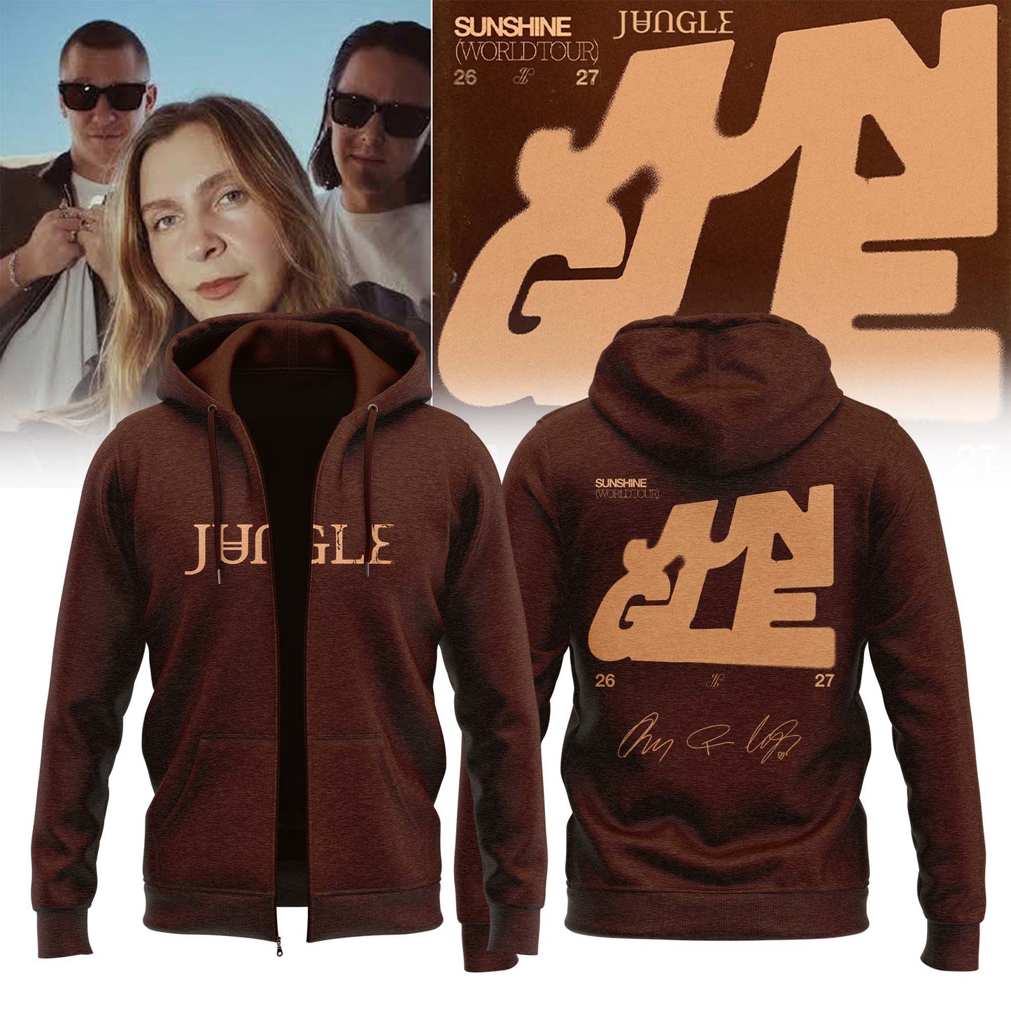 ,,,.Jungle – Sunshine World Tour 2026/27 Limited Edition Signature – Zip Hoodie
