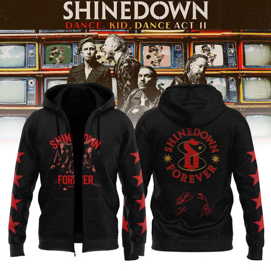,,.SHINEDOWN “Dance Kid Dance Act II World Tour” 2026 Signed – Zip Hoodie