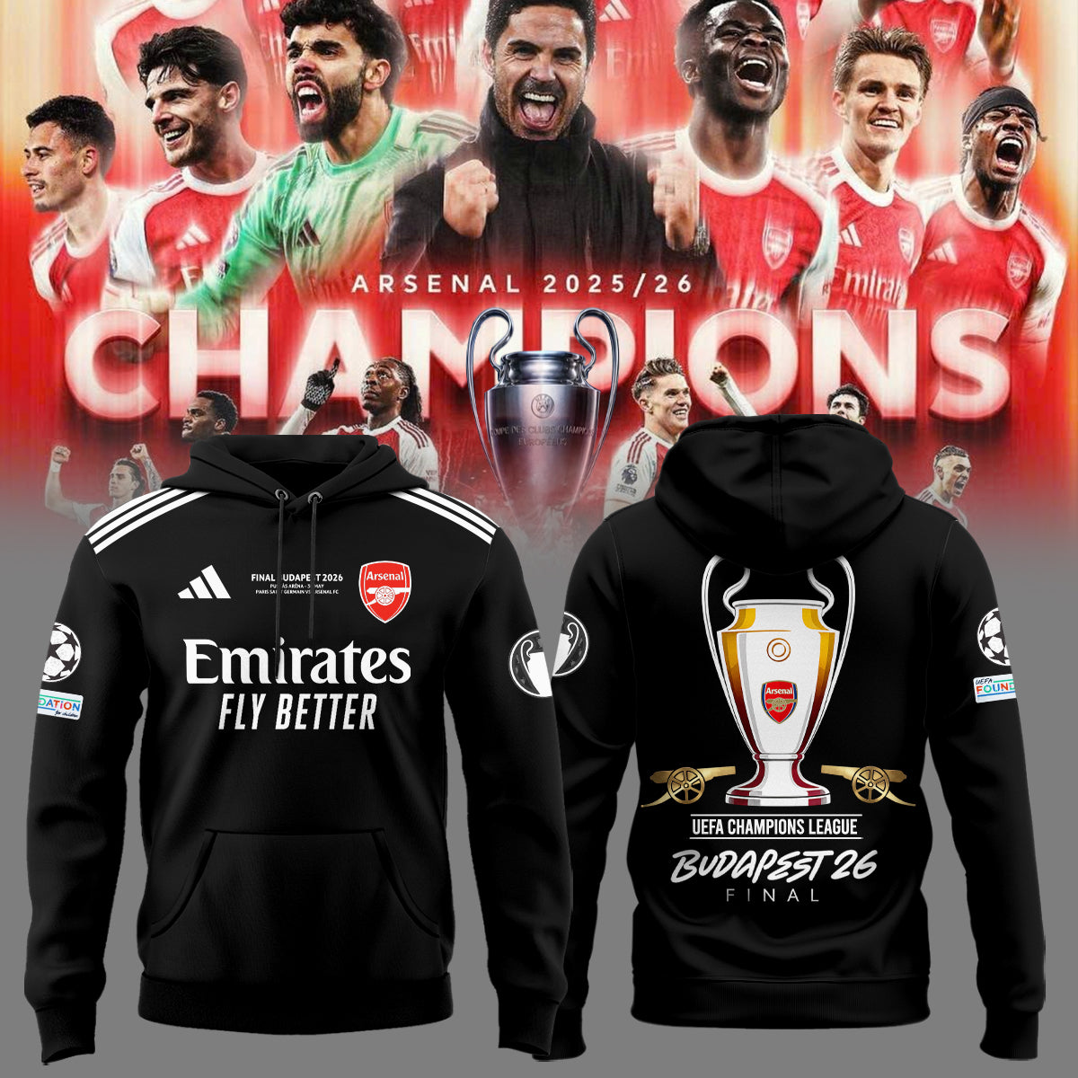 Arsenal Champions League Winners 25/26 Hoodie