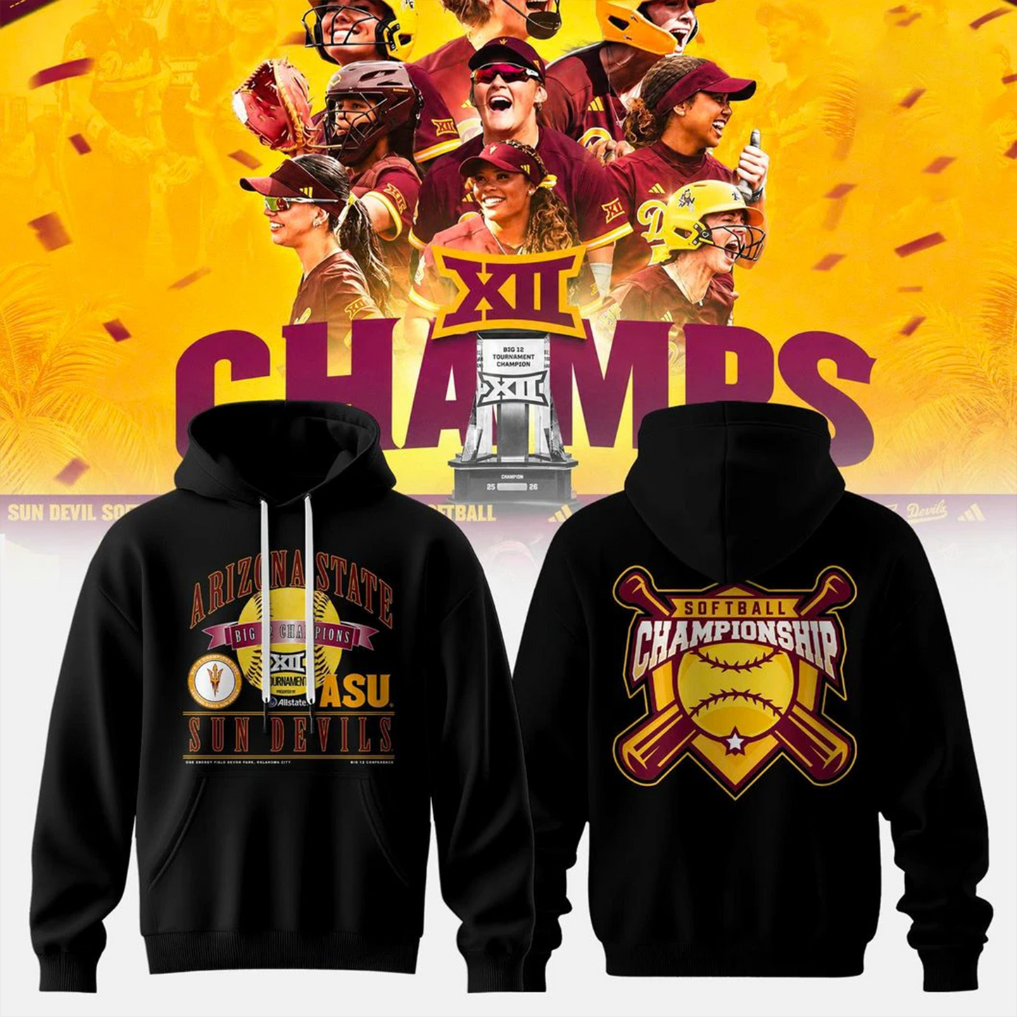 Arizona State Sun Devils 2026 Softball Tournament Champions Locker Room Hoodie