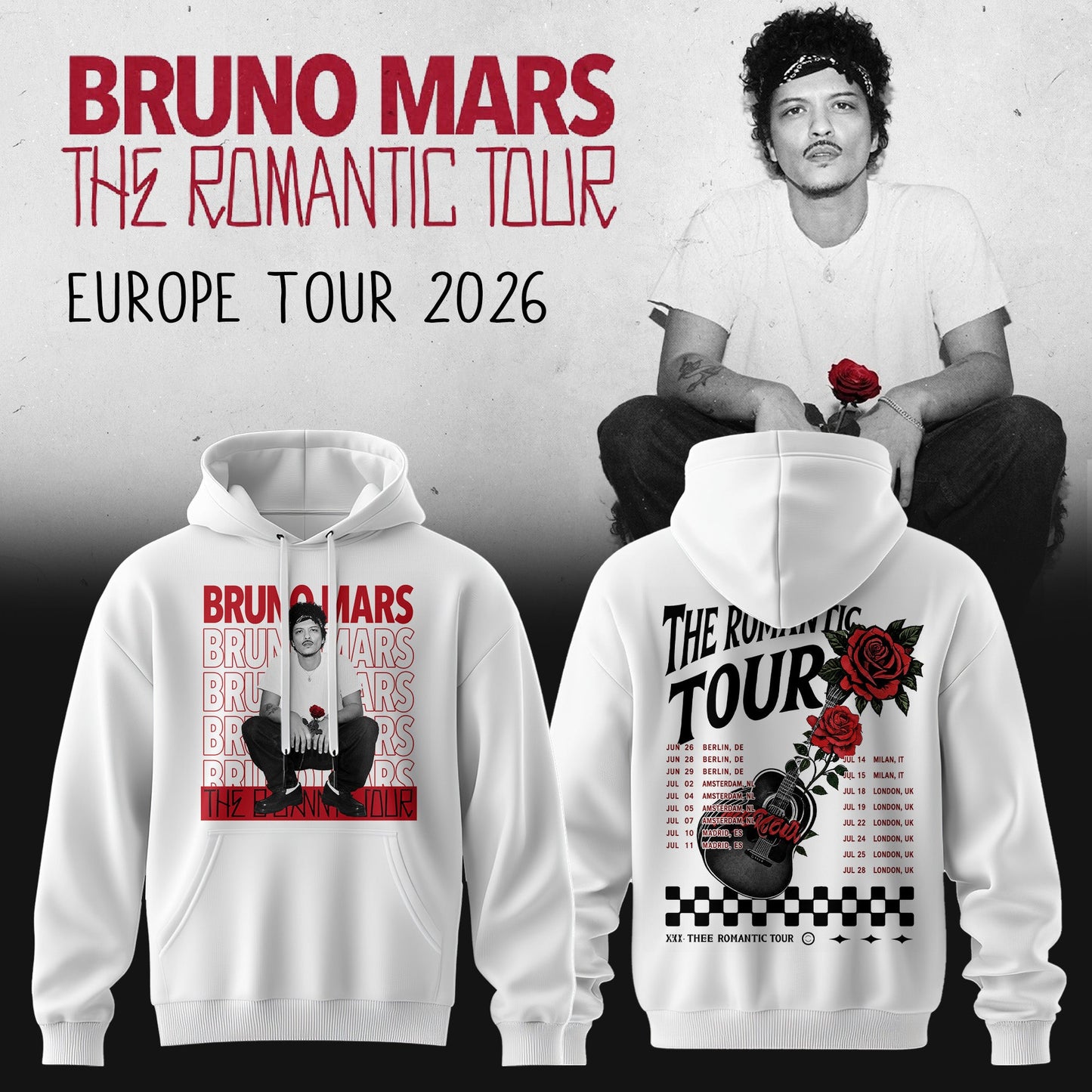 _Bruno Mars – The Romantic Tour US & UK 2026 Limited Hoodie
