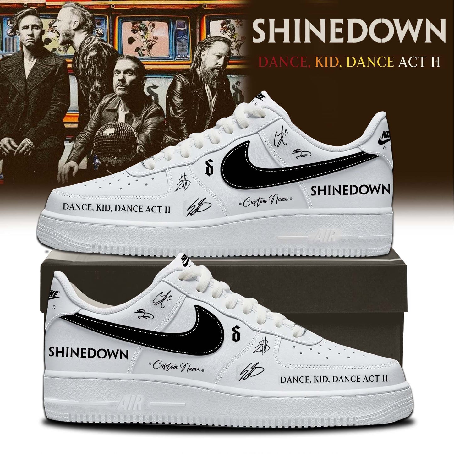 ,,SHINEDOWN “Dance Kid Dance Act II World Tour” 2026 Signed – Shoes 1-5
