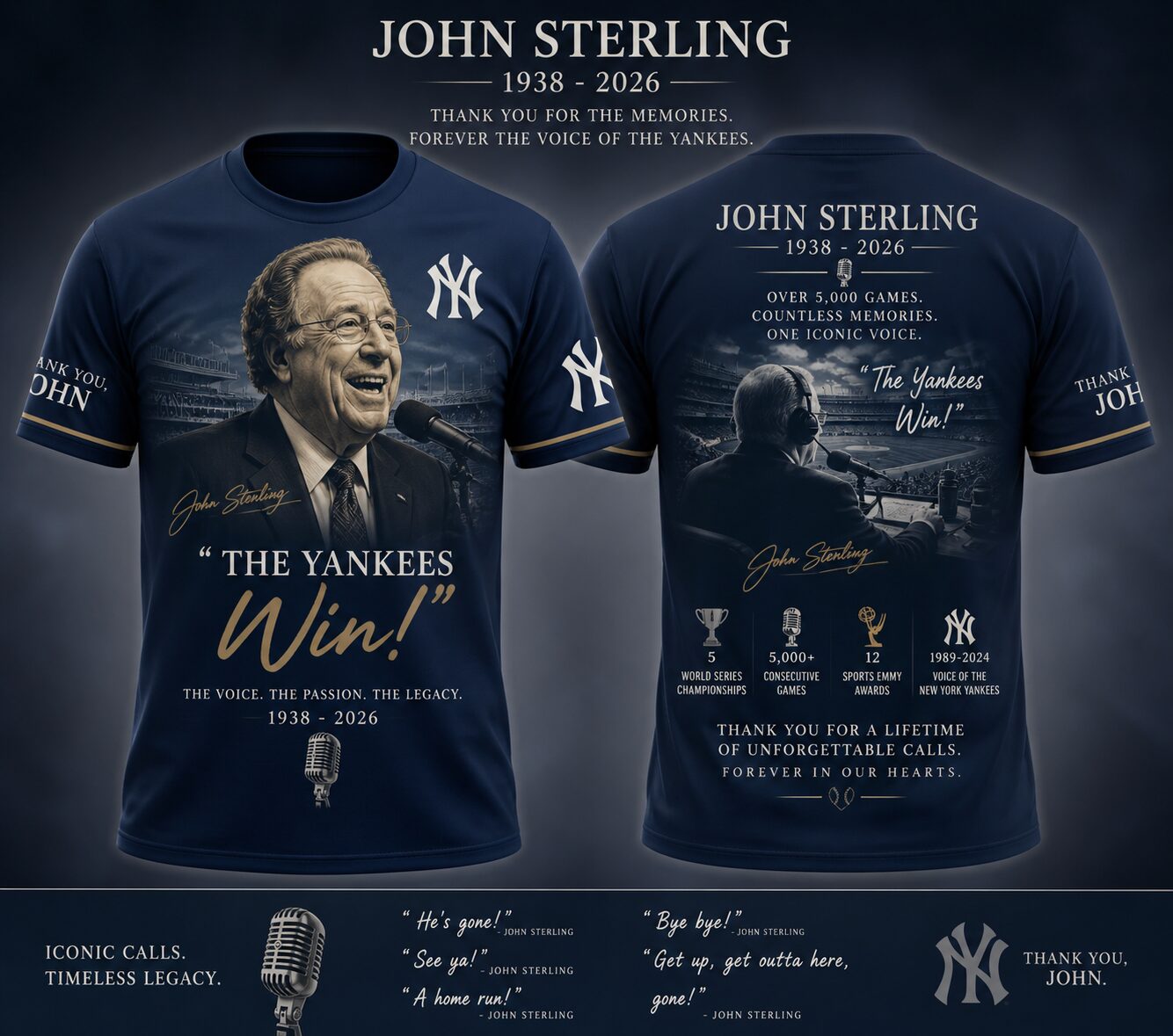 “Remembering John Sterling — The Voice of the Yankees” Shirt