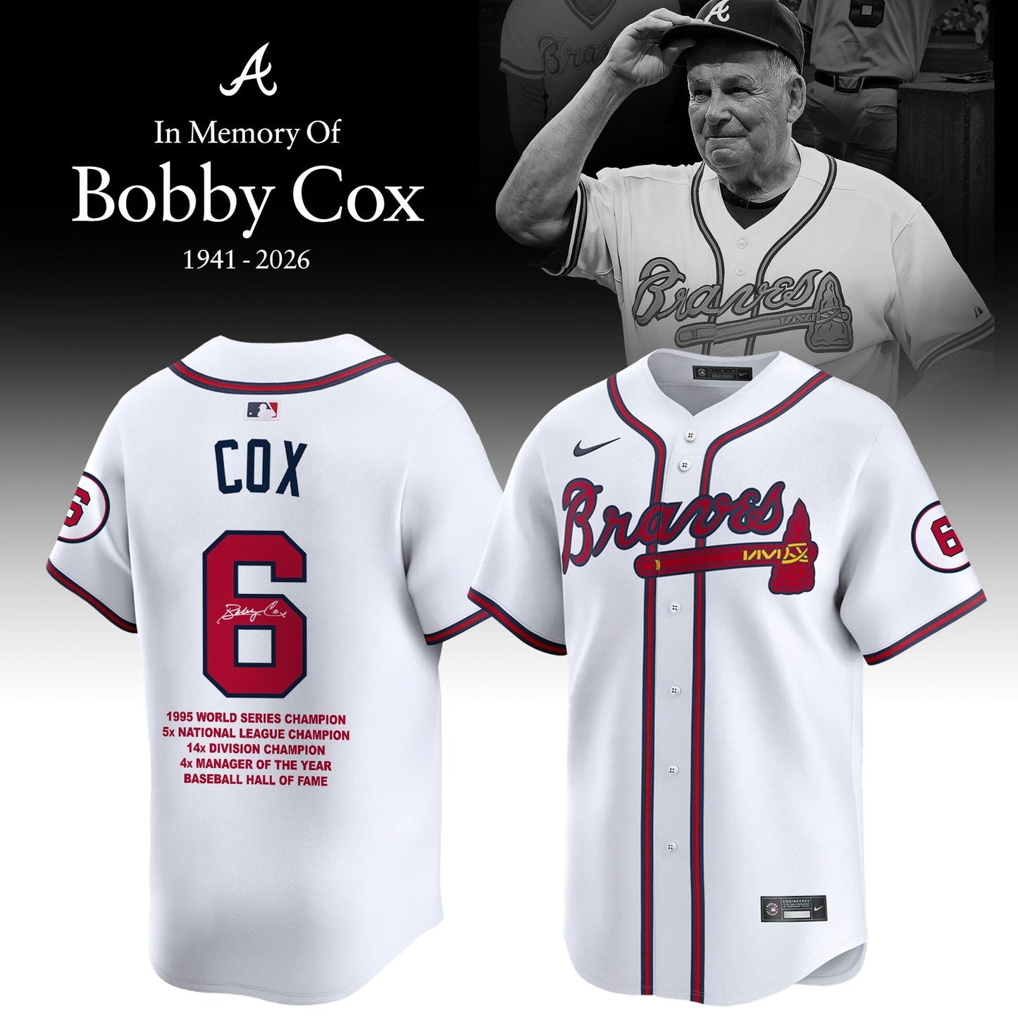 Atlanta Braves “Remembering Bobby Cox – The Legendary Manager” Jersey