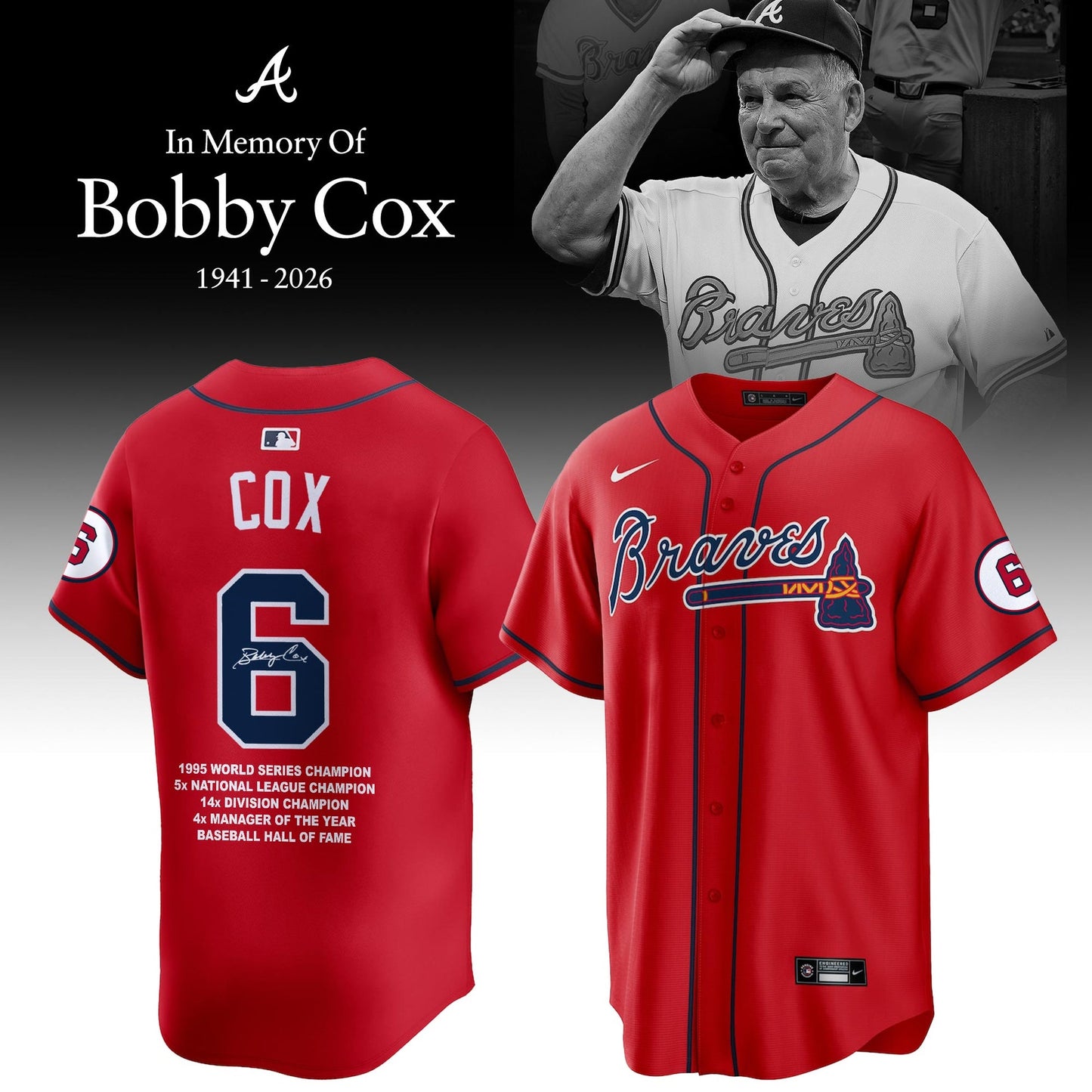 Atlanta Braves “Remembering Bobby Cox – The Legendary Manager” Jersey