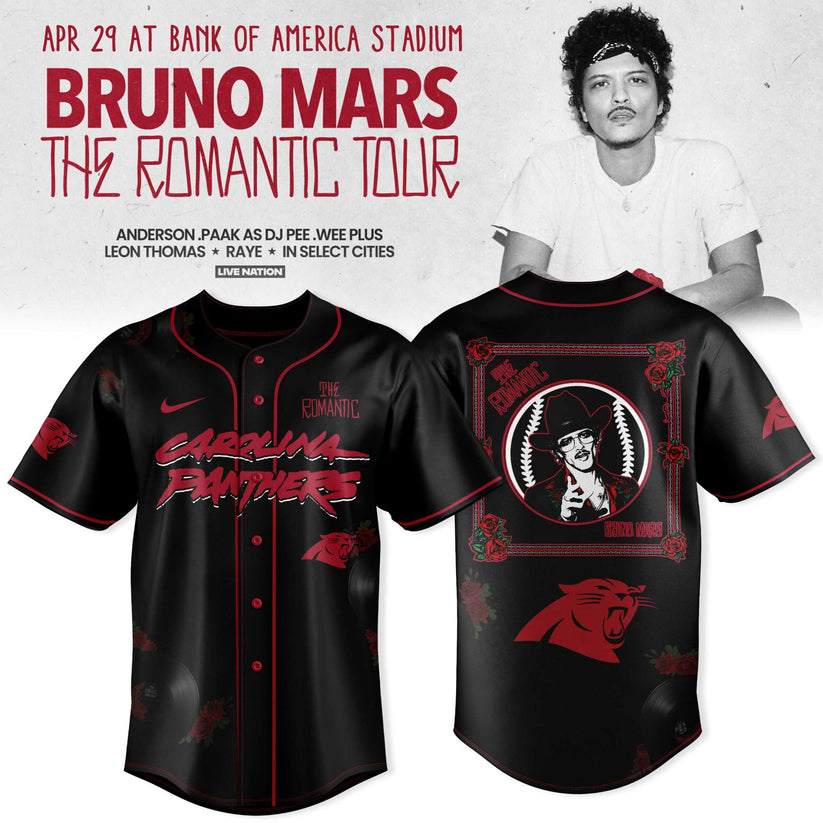 Carolina Panthers x Bruno Mars – The Romantic Tour 2026 Jersey Collection