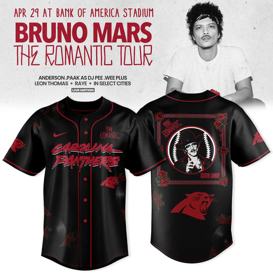 Carolina Panthers x Bruno Mars – The Romantic Tour 2026 Jersey Collection