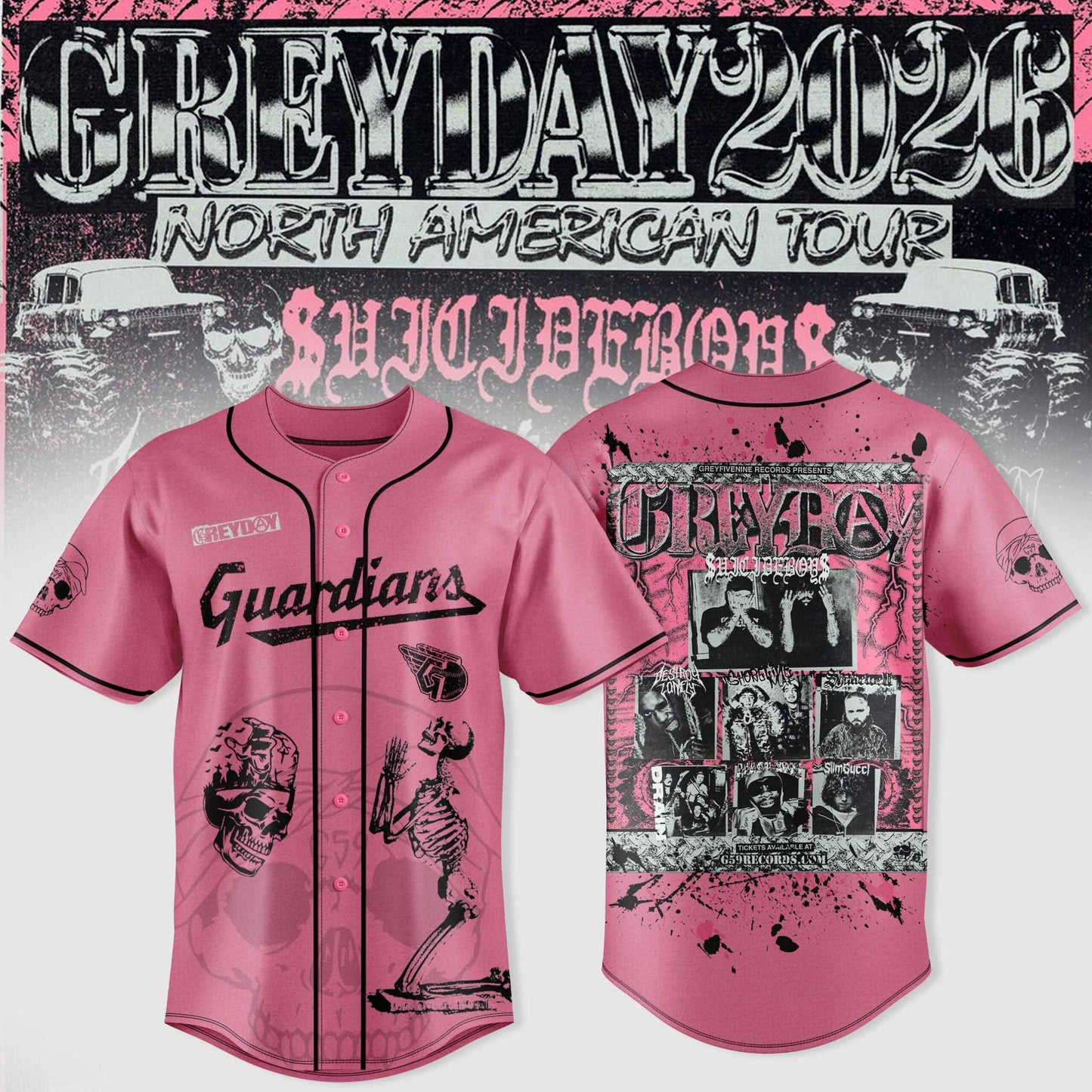 Cleveland Guardians X $uicideboy$ Greyday 2026 – North American Tour Jersey