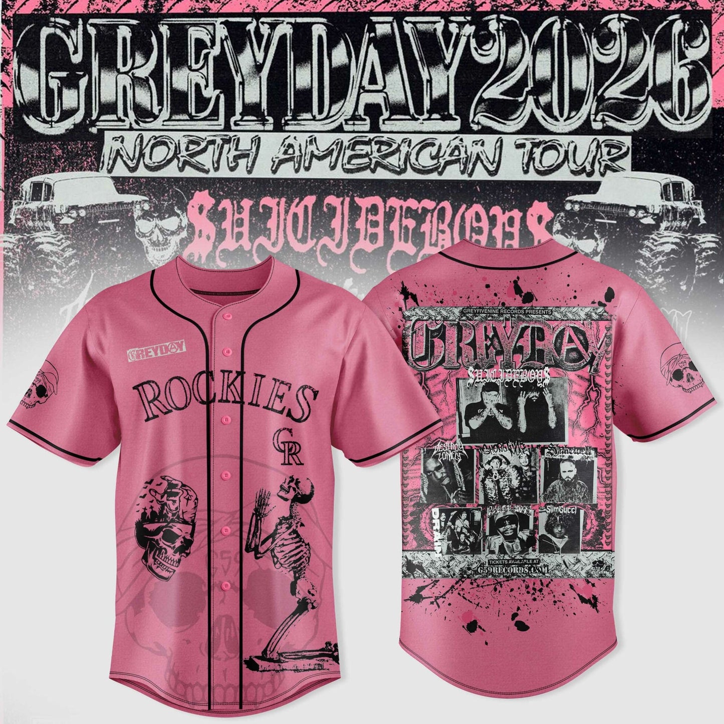 Colorado Rockies X $uicideboy$ Greyday 2026 – North American Tour Jersey