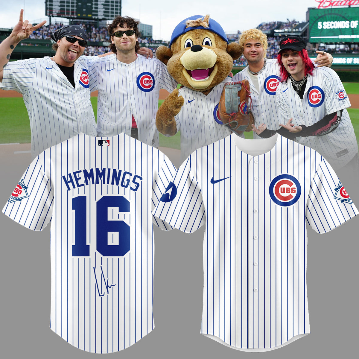 .5 seconds of summer Luke Hemmings cubs Limited Edition Signature – Jersey