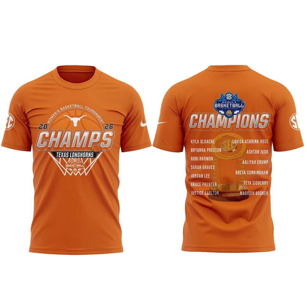 Texas Longhorns 2026 Women’s Basketball Tournament Champions Shirt