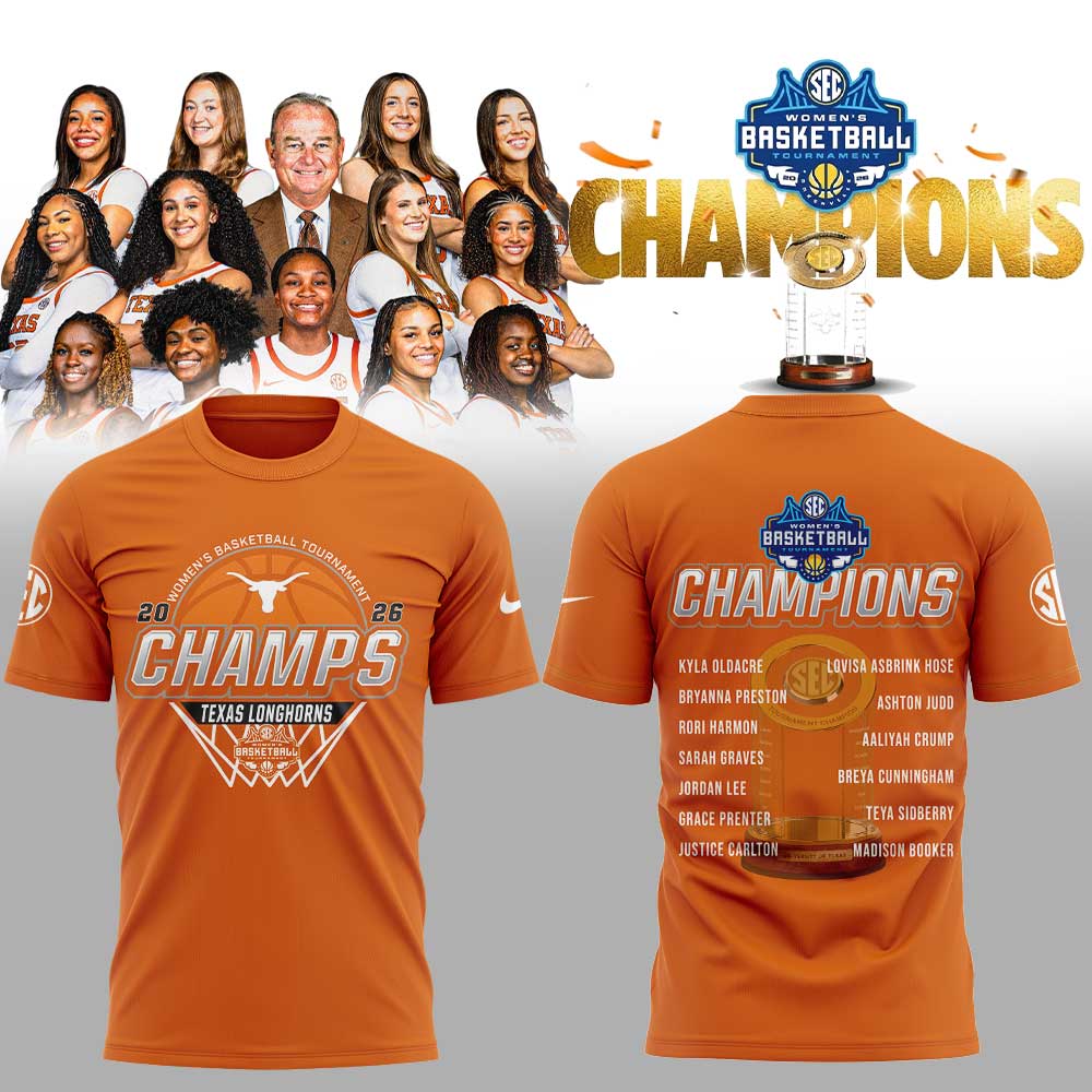 Texas Longhorns 2026 Women’s Basketball Tournament Champions Shirt