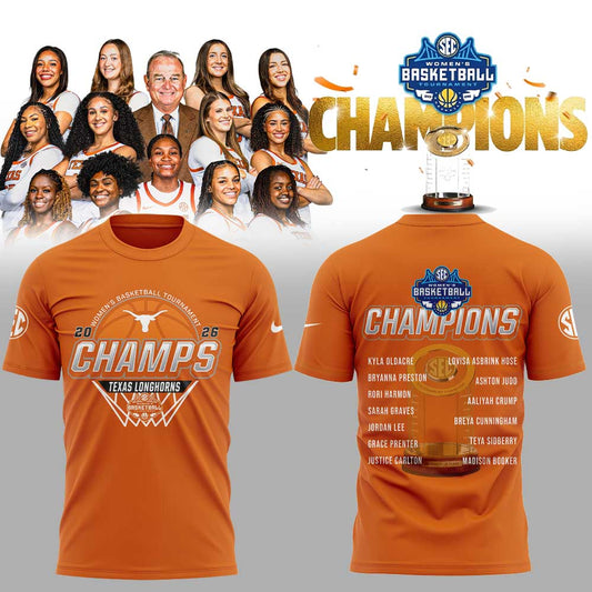 Texas Longhorns 2026 Women’s Basketball Tournament Champions Shirt