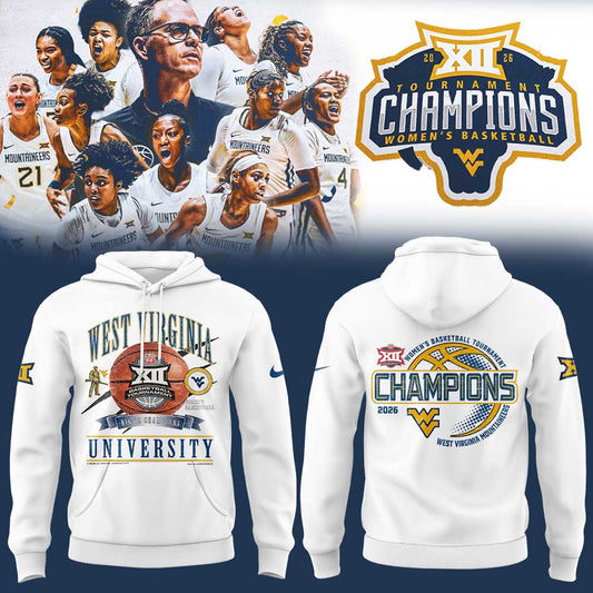 WVU Women’s Basketball 2026 Big 12 Women’s Basketball Tournament Championship White Hoodie